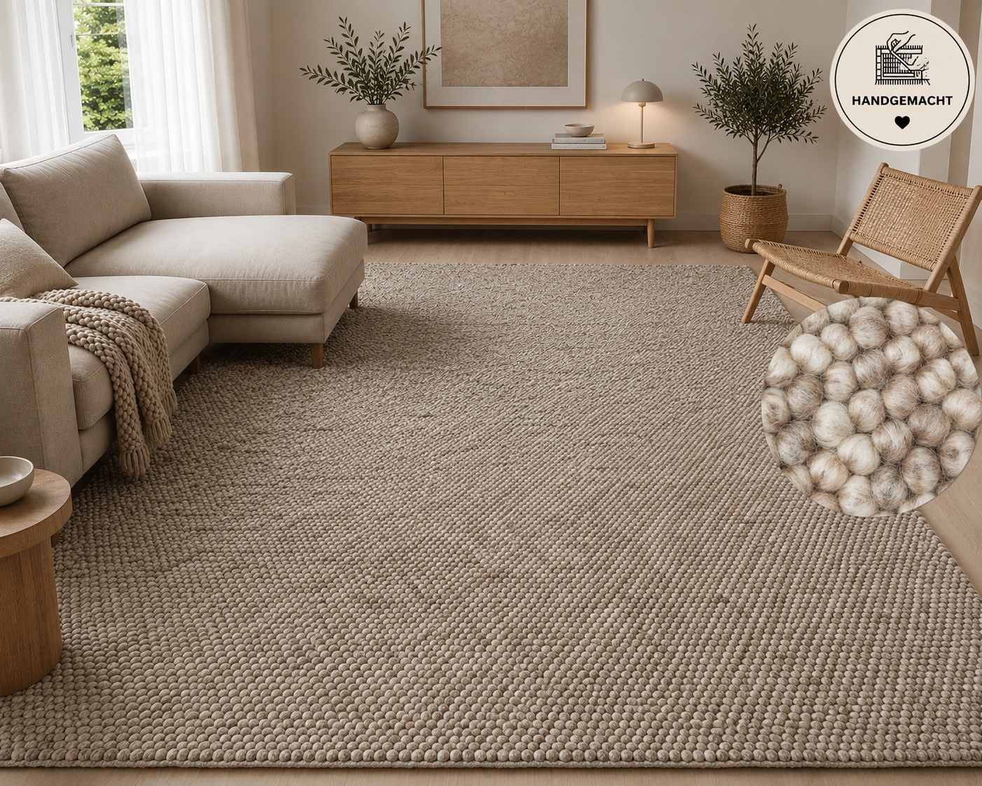 OTTO home Wollteppich "Wolly, Wolle" rechteckig 14 mm Höhe handgewebt, Handweb Teppiche, Skandi, Wohnzimmer, Schlafzimmer