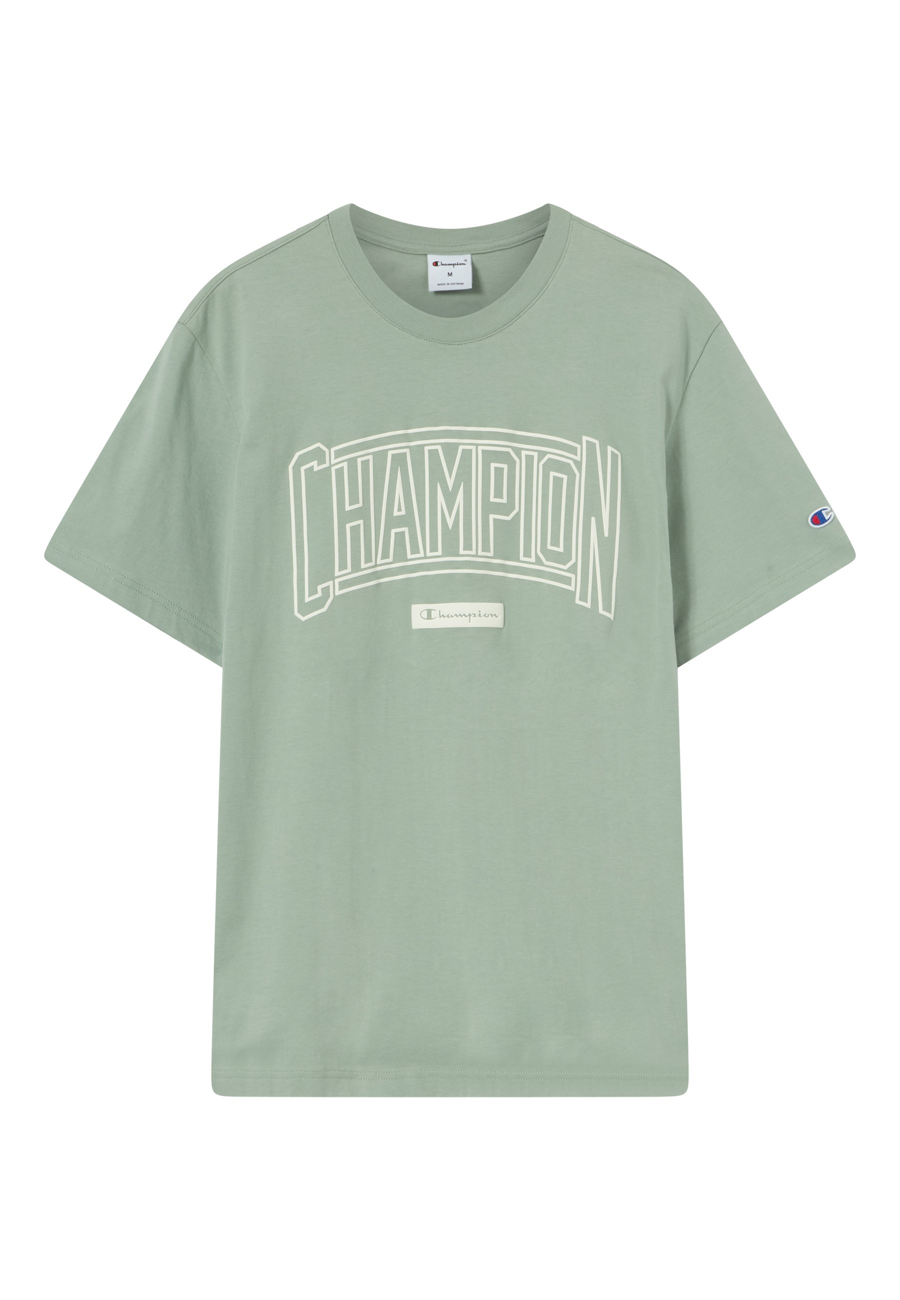 T-Shirt CHAMPION "COLLEGE Relax Fit Crewneck T-Shirt", Herren, Gr. S, ige, Obermaterial: 100% Baumwolle, normal, Rundhals, Shirts T-Shirt, für sportliche Aktivitäten, sportlicher Stil, Rundhalsausschnitt 2