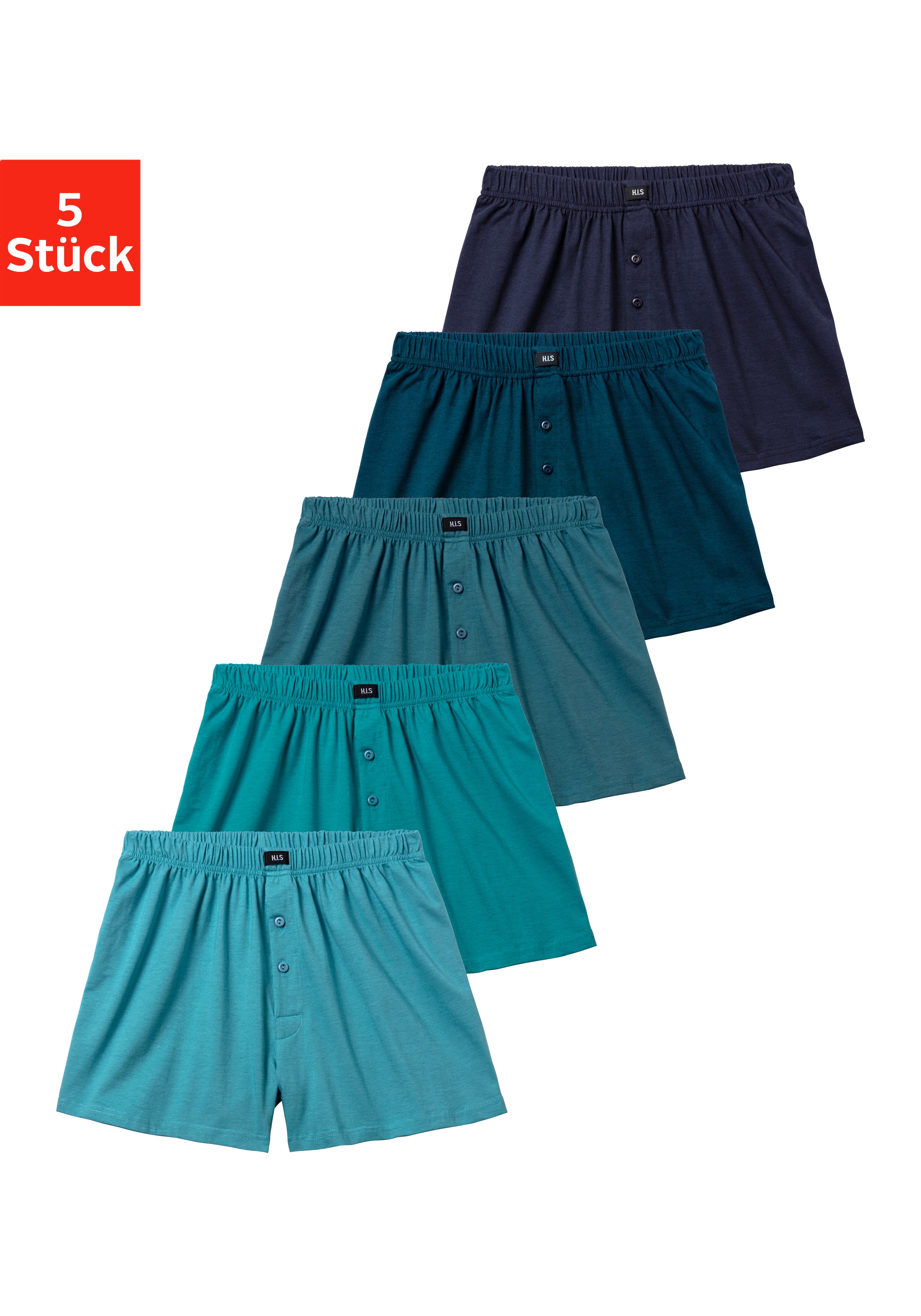H.I.S Weiter Boxer "Herren Boxer" Packung, 5 Stk. weite Passform, Komfortbund, aus Baumwoll-Stretch