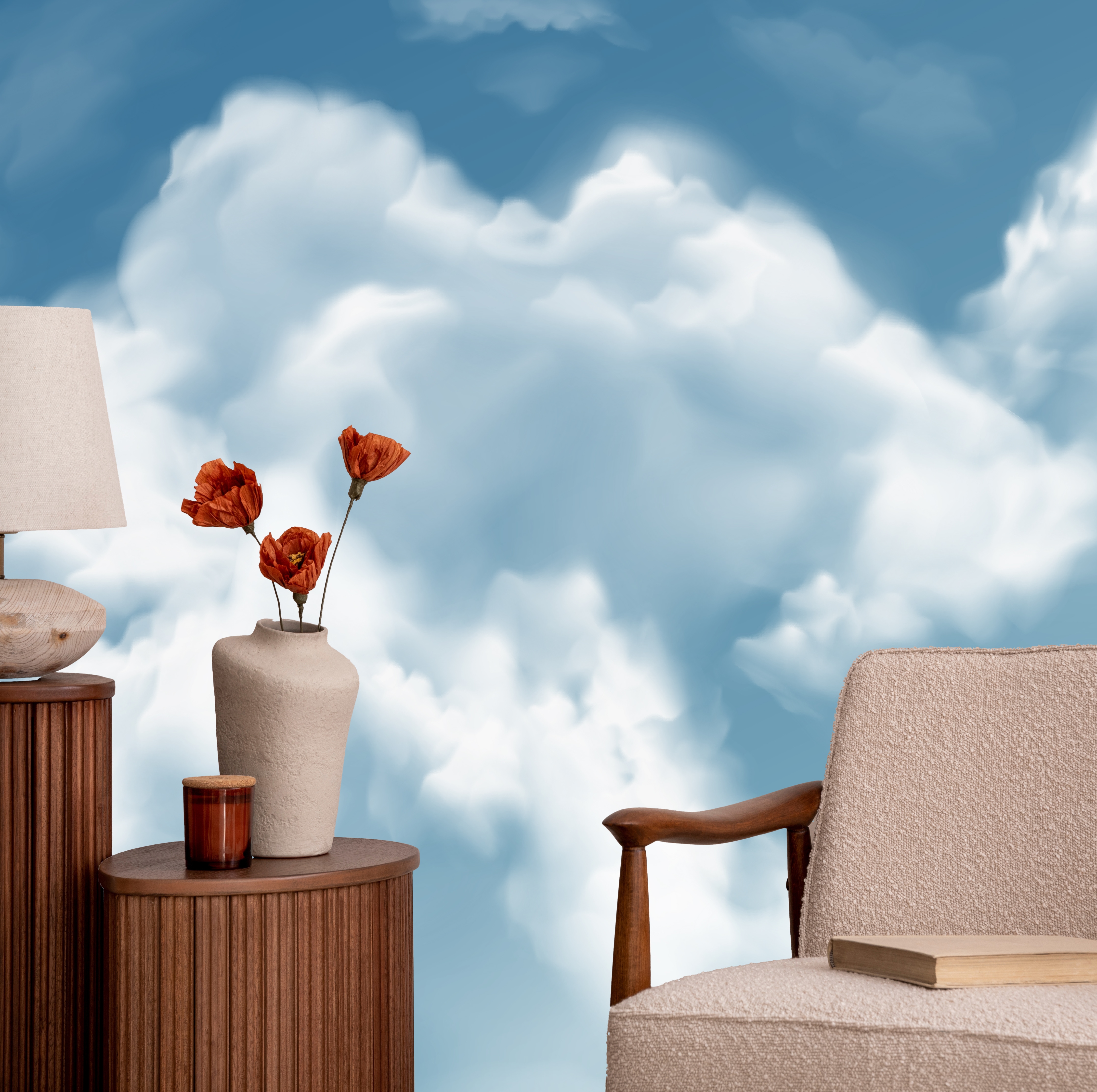 QUEENCE Fototapete "Himmel", B/L: 270mm, Rollen: 3 St., blau, Schlafzimmer, Tapeten, Wandpaneele, selbstklebend, Tapete, Sticker, Wanddeko,