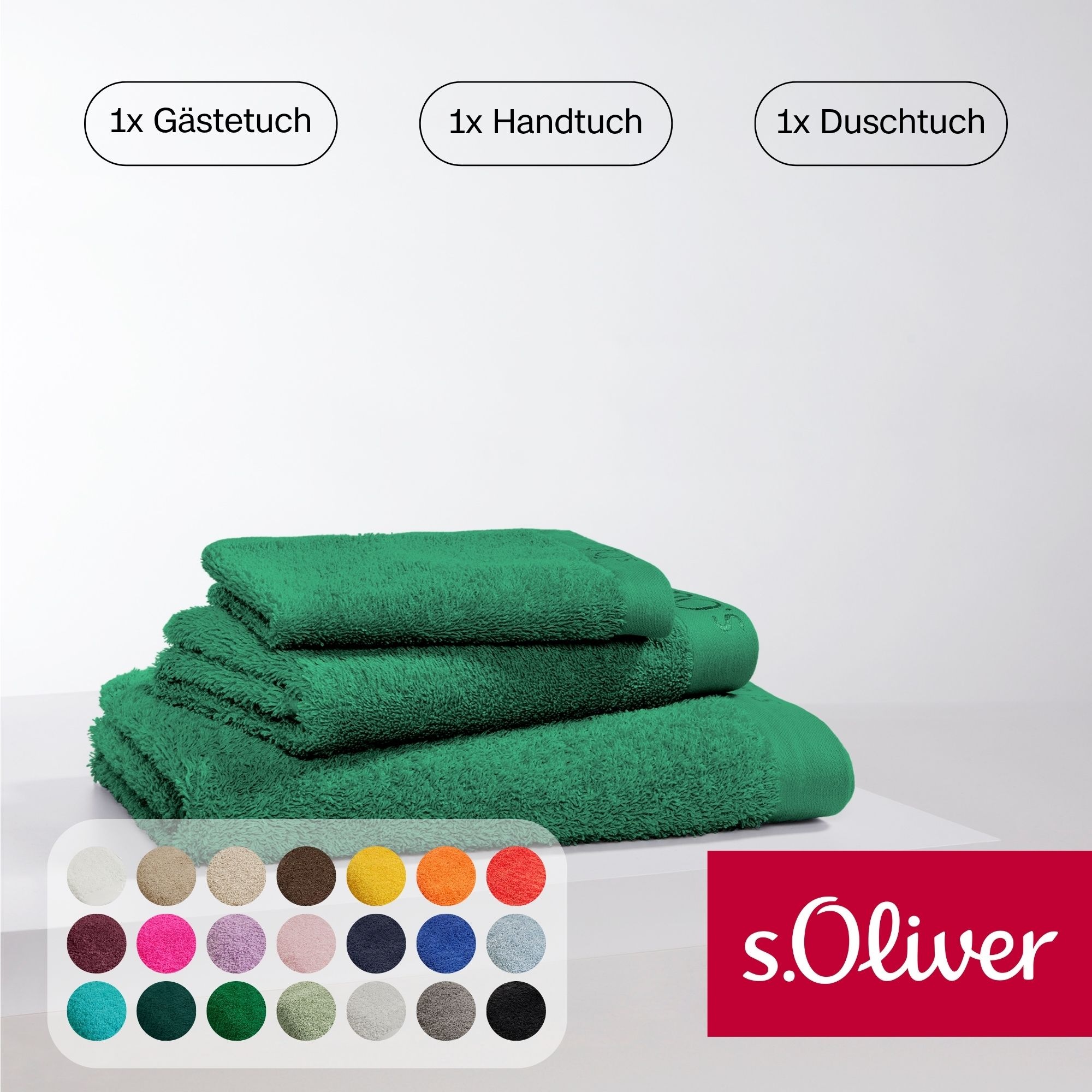 s.Oliver Handtuch Set "s.Oliver, Premium Qualität, 600 gr/m²," Set 3 Stk. Walkfrottier 1 Gästetuch 30x50 cm, 1 Handtuch 50x100 cm, 1 Duschtuch 70x140 cm