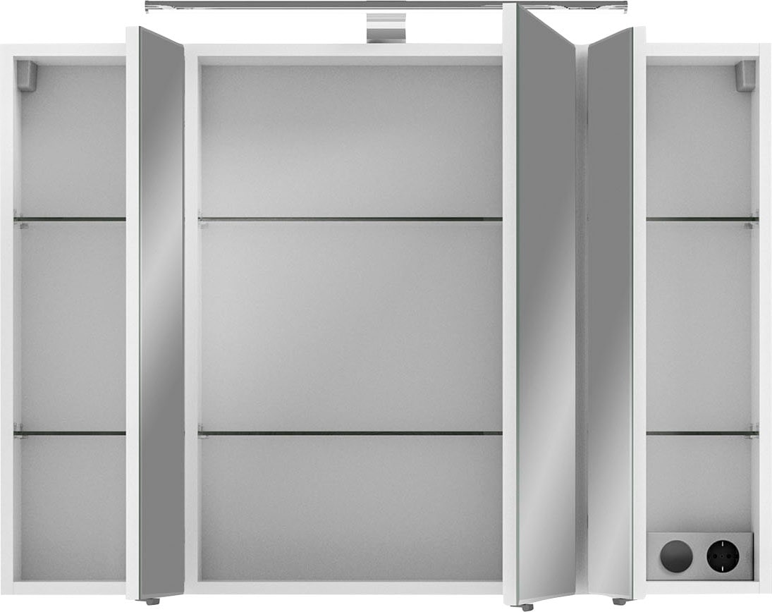 Saphir Badmöbel-Set »6005 Sprint 4-teilig, Keramik-Waschtisch mit LED-Spiegelschrank«, (5 St.), Unterschrank, Midischrank, inkl. Türdämpfer, 5 Türen, 5 Schubladen