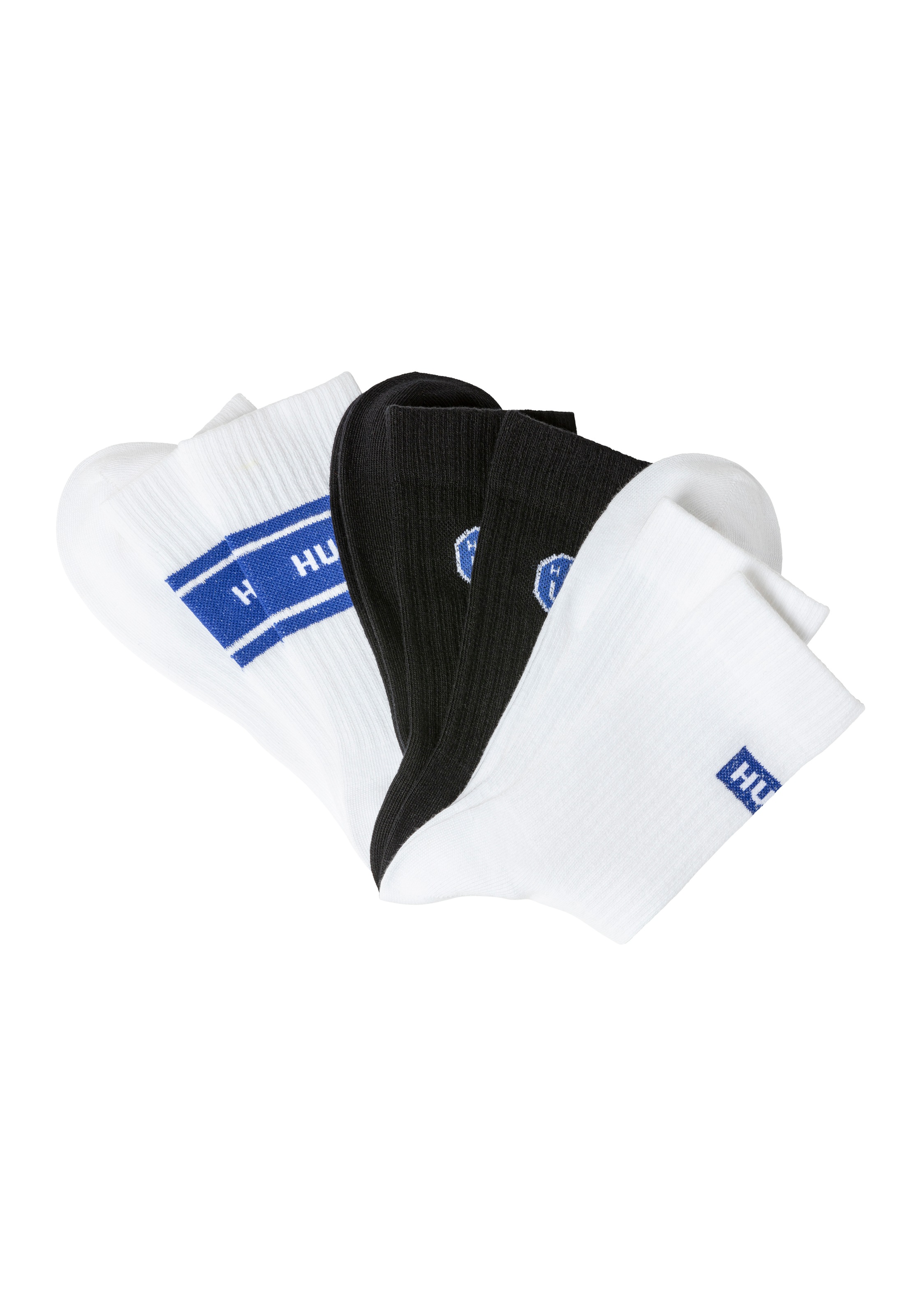 HUGO Blue Socken »3P QS BLUE DESIGN«, (Packung, 3 Paar), mit Branding UNISEX Sportsocken