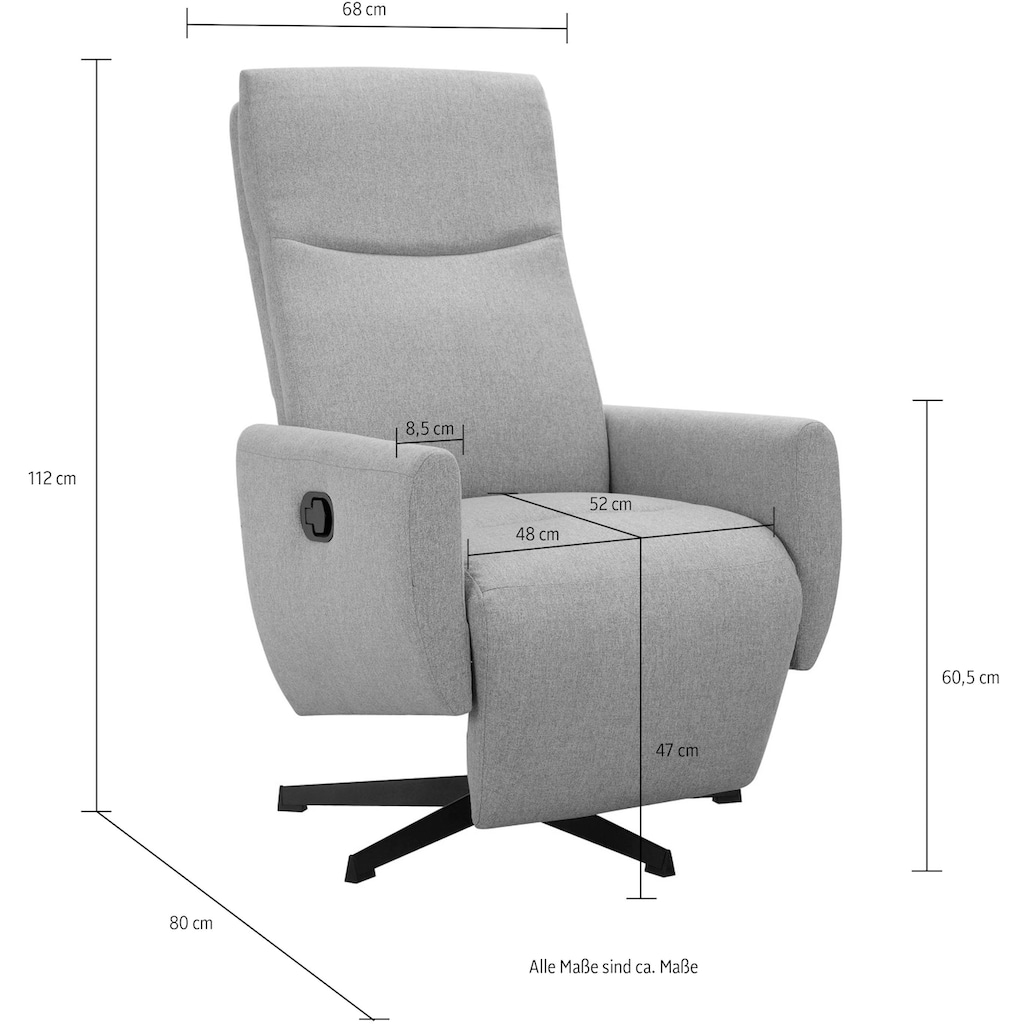 andas Relaxsessel »Kilvo, TV-Sessel, Liegesessel, Funktionssessel«, mit Dreh- und Relaxfunktion