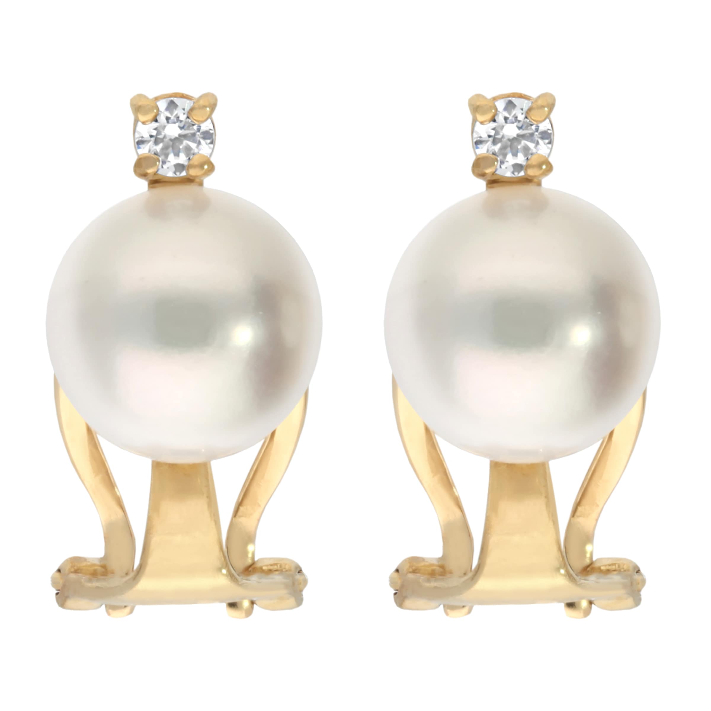 Firetti Paar Ohrclips »Schmuck Geschenk Gold 375 Ohrschmuck Ohrringe« mit Zirkonia (synth.) - mit Süßwasserzuchtperle