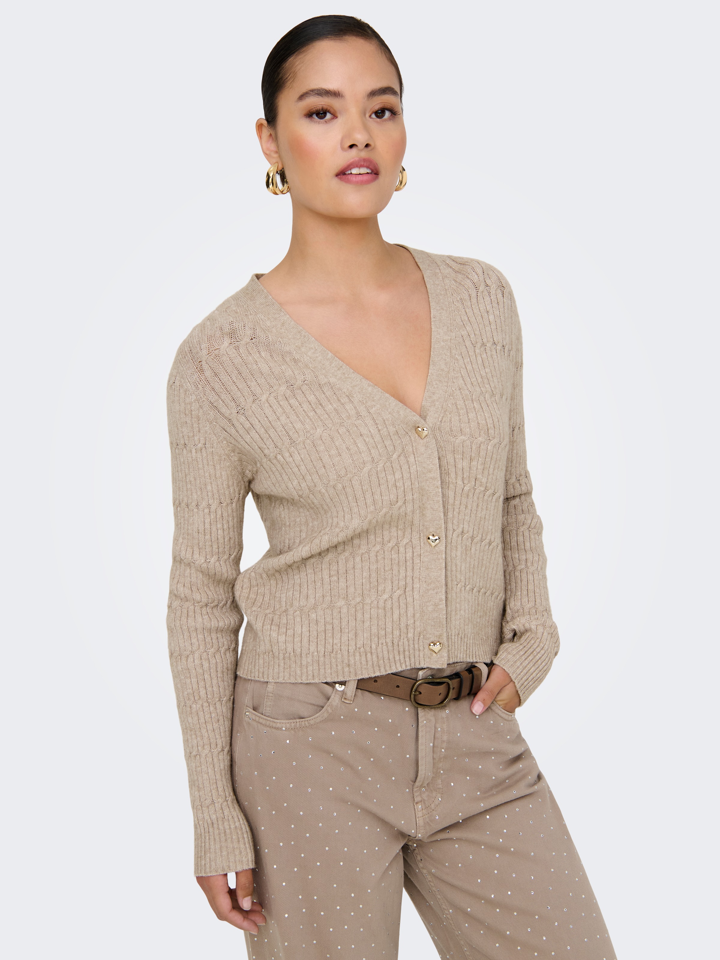 ONLY Strickjacke "ONLKATIA LS CABLE V-NECK CARDIGAN CC KNT" günstig online kaufen