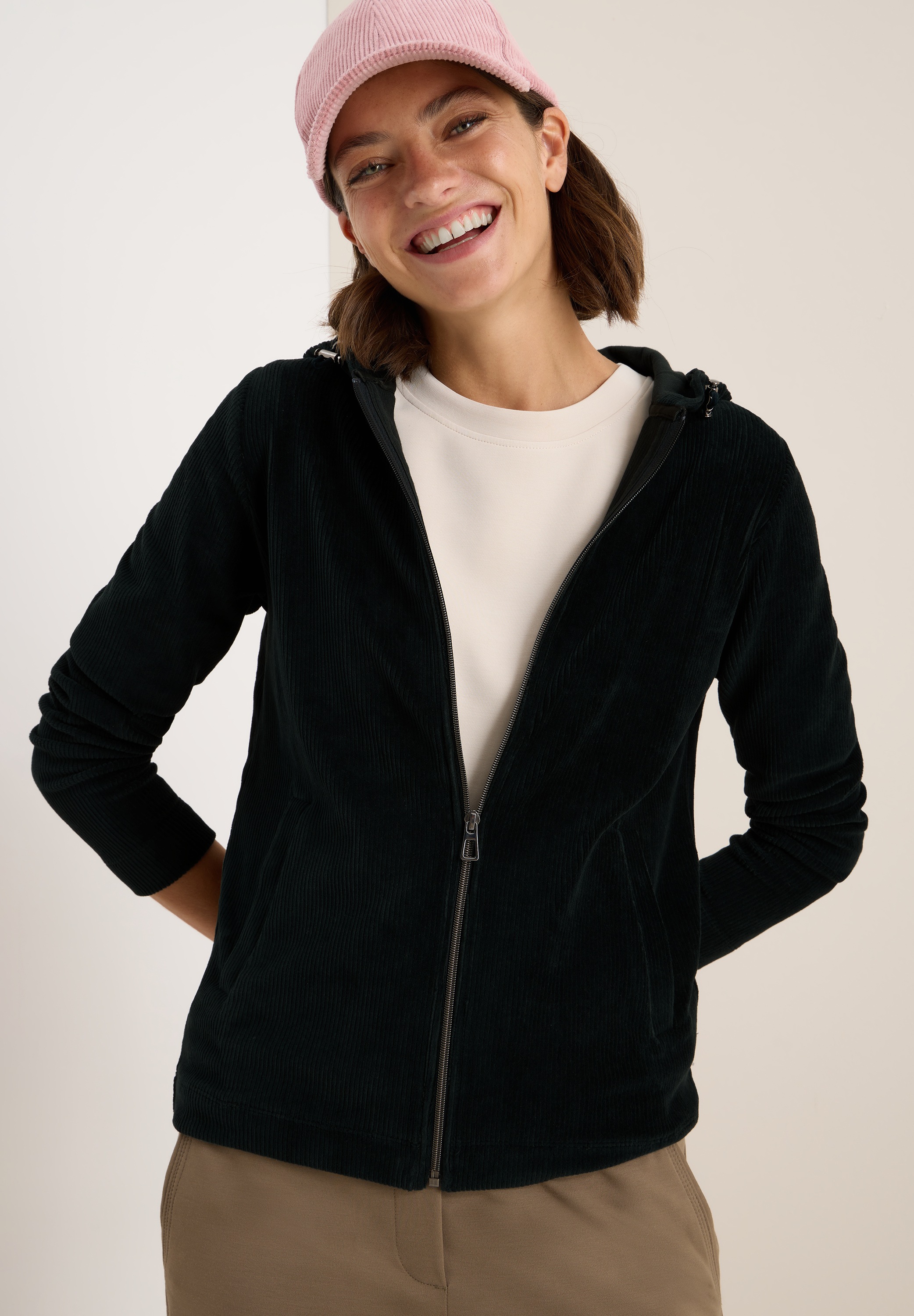 Cecil Cardigan, Cord mit Kapuze günstig online kaufen