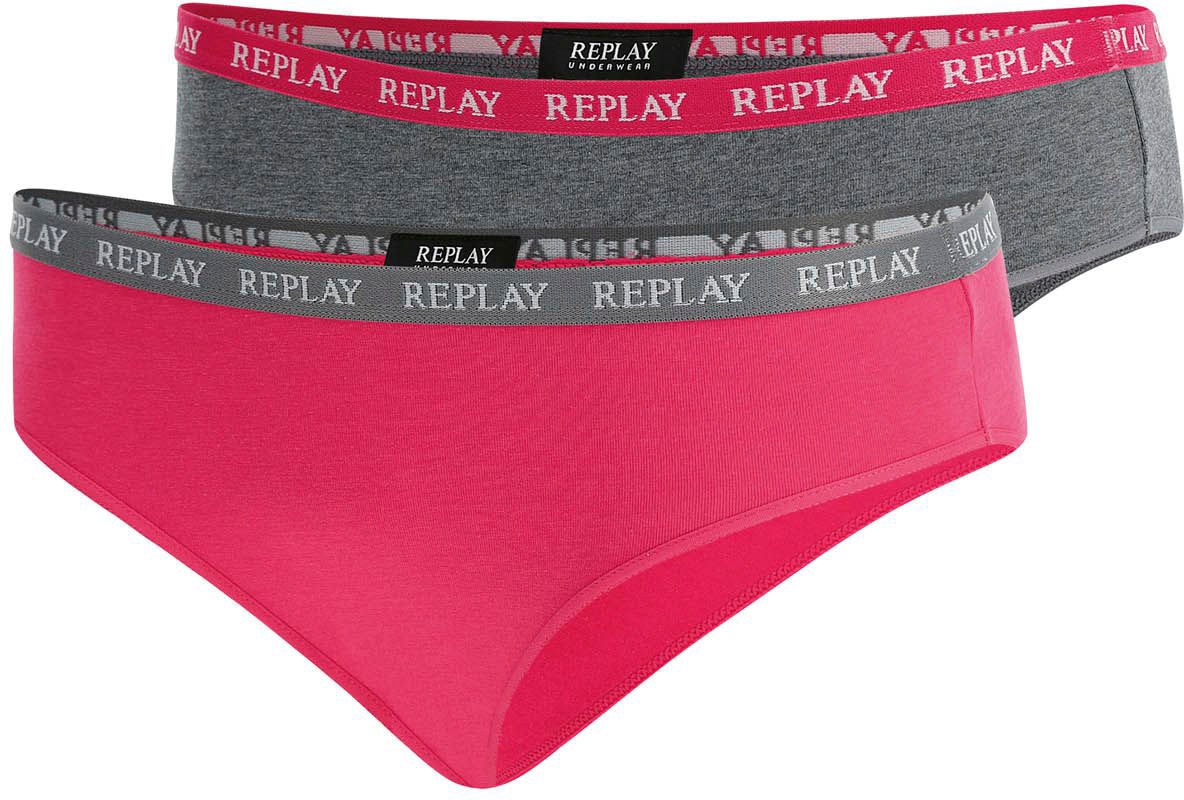 Replay Bikinislip "LADY SLIP Style 1 T/C 2pcs waterfall pack", (Packung, 2er-), mit Logoschriftzug