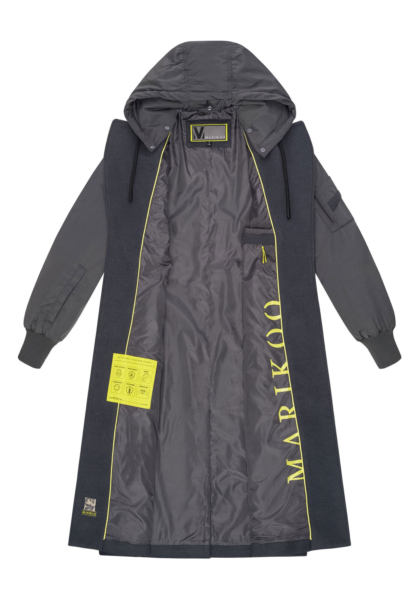 Marikoo Winterjacke »Tjadee«, Langer Wickelmantel