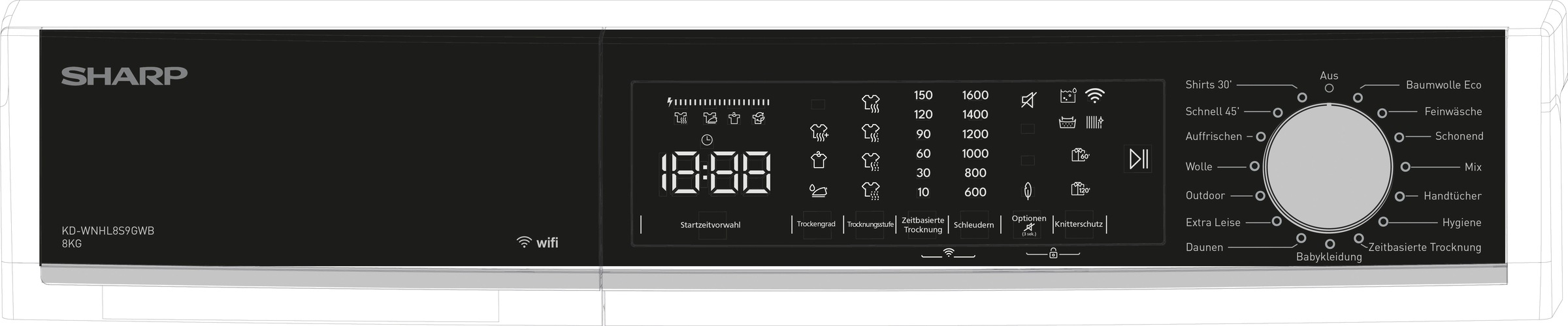 Sharp Wärmepumpentrockner »KD-WNHL8S9GWB-DE« KD-WNHL WiFi, VeeZy App-Steuerung, BubbleDrum, Sensortrocknung, 15 Programme