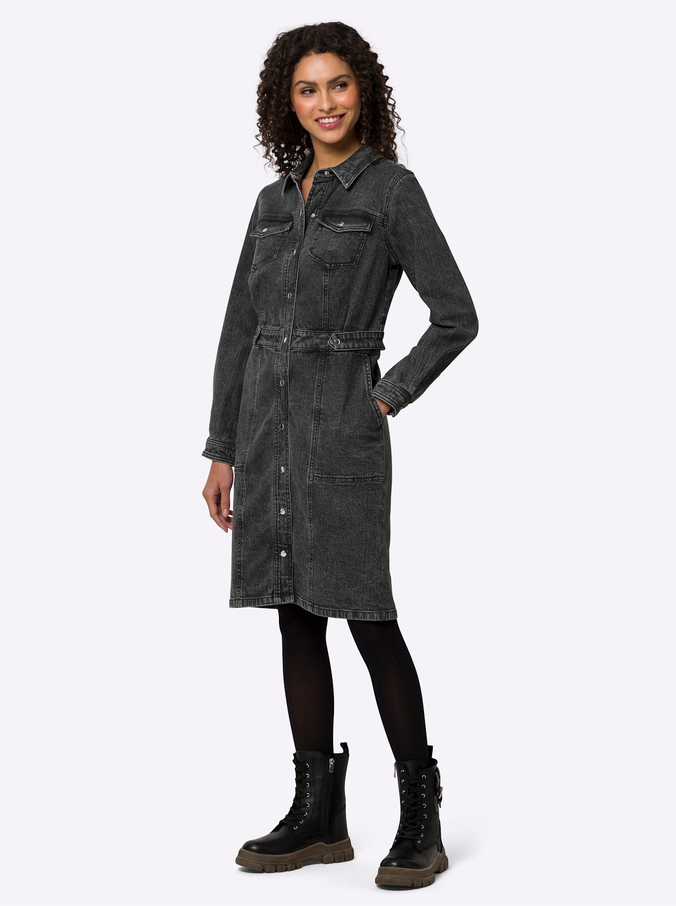 heine Jeanskleid "Jeans-Kleid" Brusttasche günstig online kaufen
