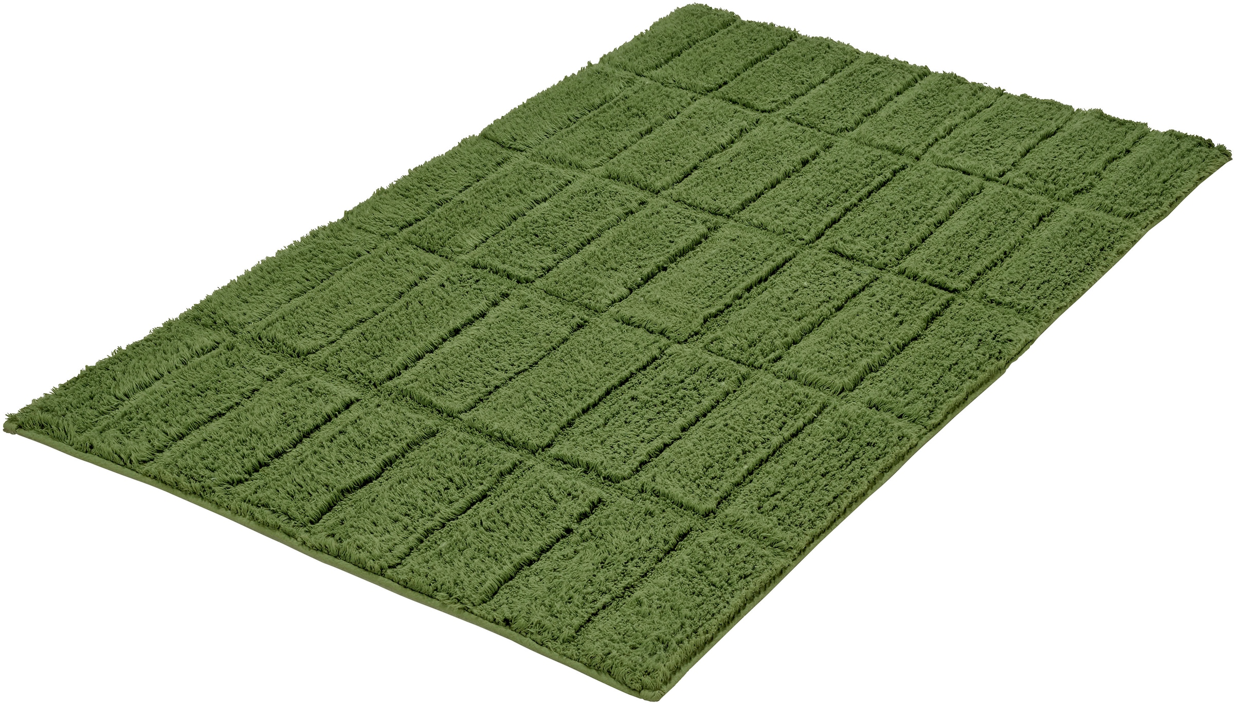 Kleine Wolke Badematte "Tiles, Badvorleger, Badezimmer Teppich" Höhe 13 mm rutschhemmend beschichtet fußbodenheizungsgeeignet Badteppich, Uni Farben, Hoch-Tief Effekt
