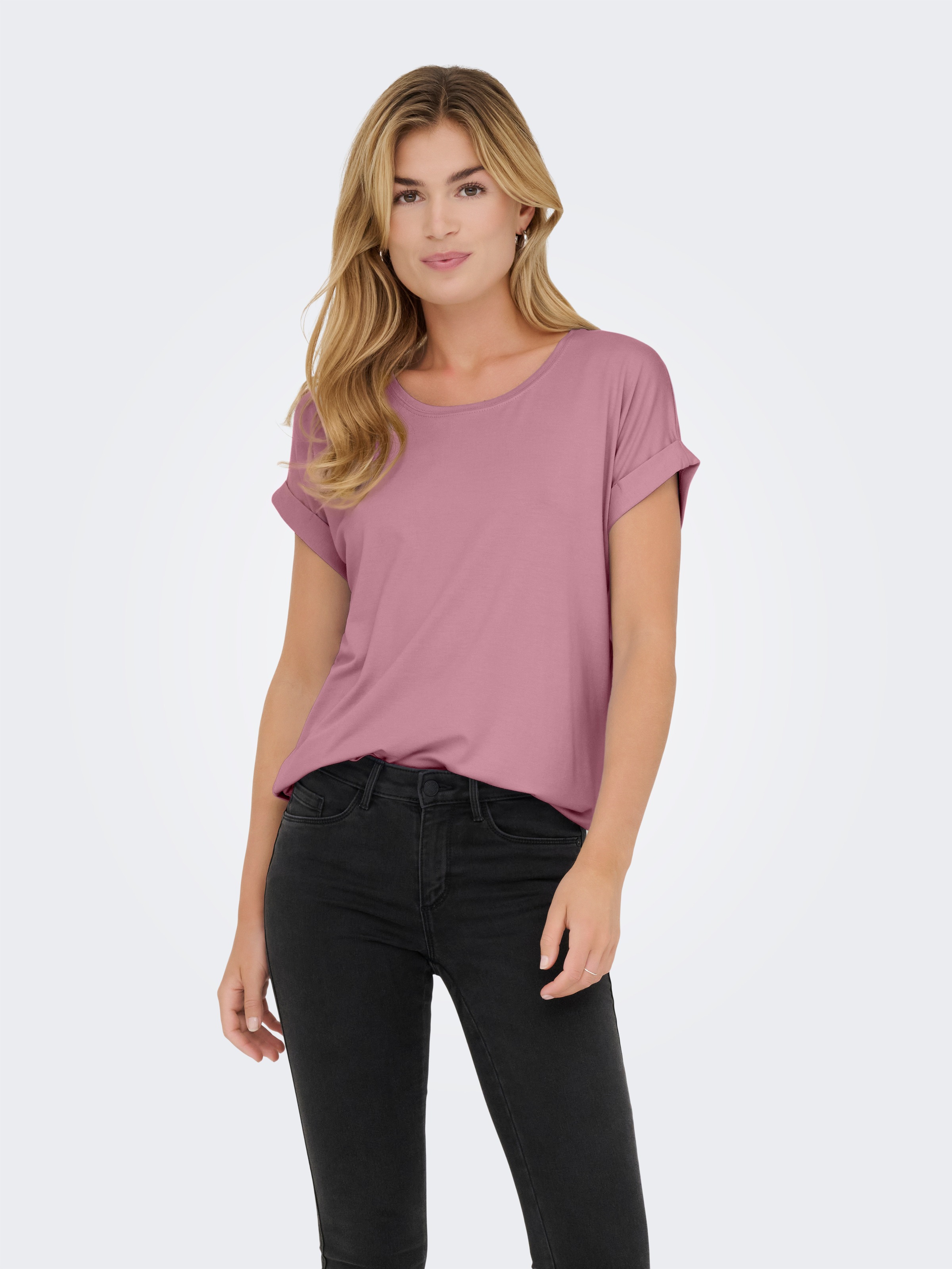 ONLY T-Shirt "ONLMOSTER – Kurzarmshirt mit Aufschlag und klassischem Look" günstig online kaufen