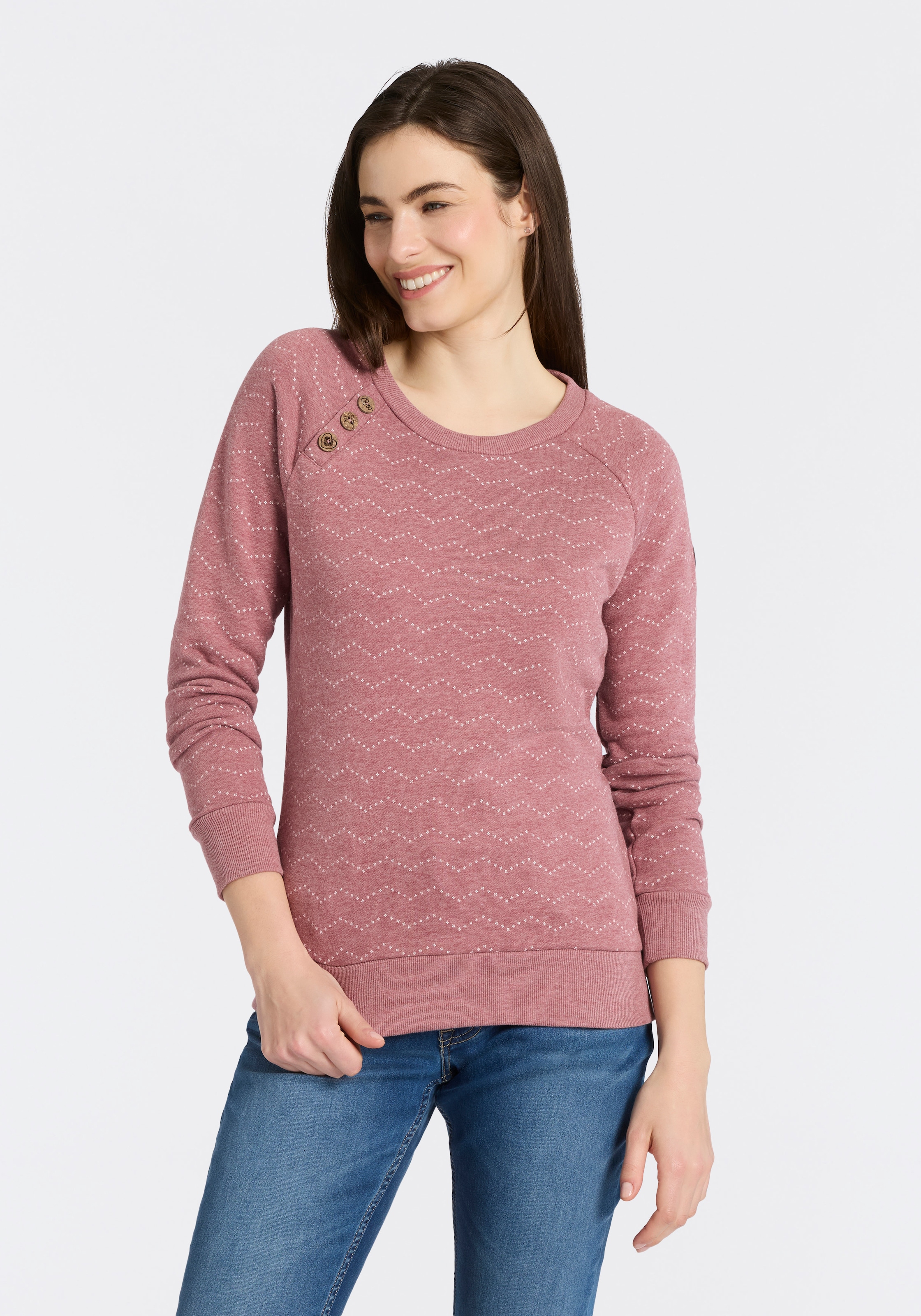 Ragwear "DARIA ZIG ZAG O", mit Zierknöpfen am Ausschnitt
