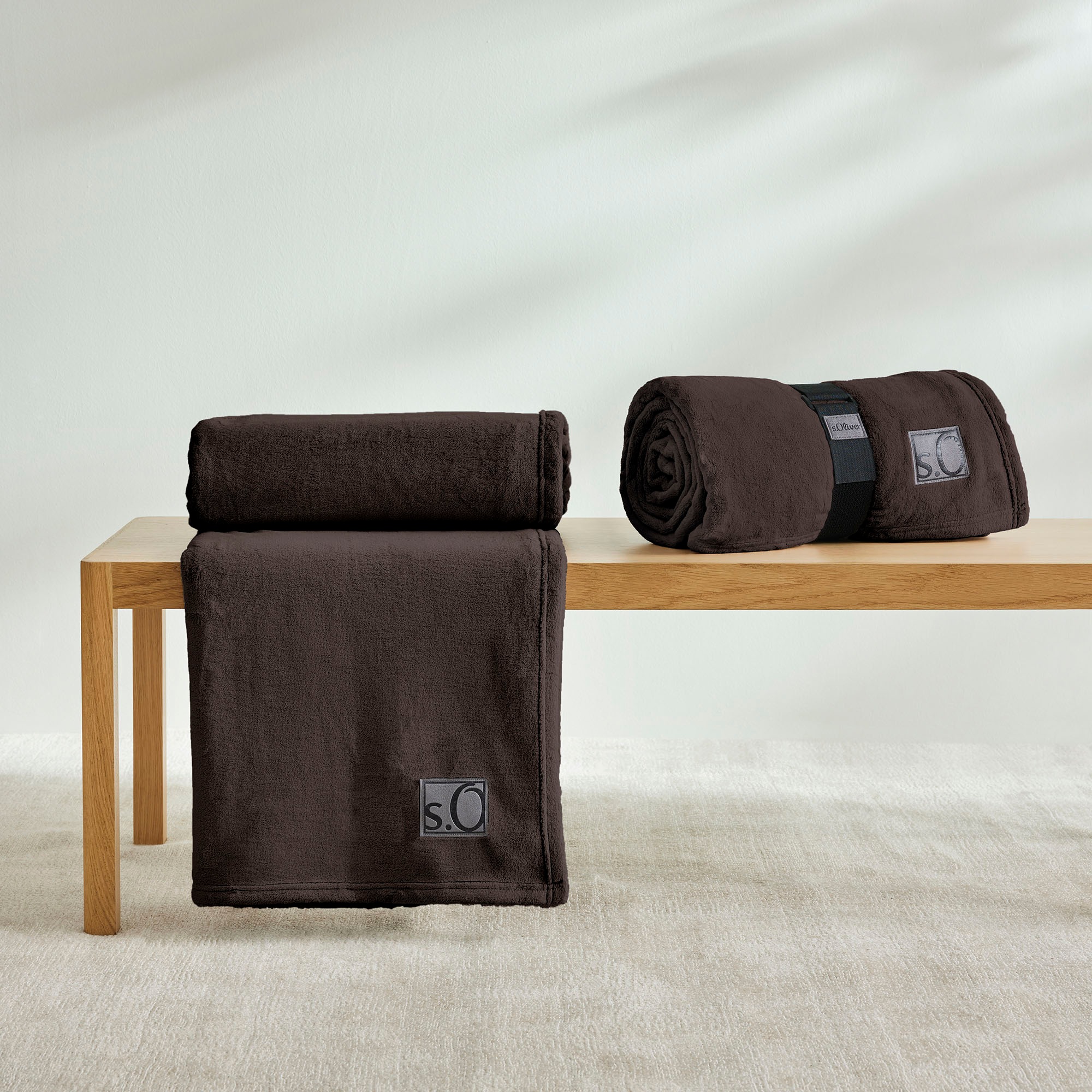 Wohndecke S.OLIVER, B:150cm L:200cm, braun, Polyester, Wohndecken, "s.Oliver Decke Kuschelsoft", 150 x 200 cm, in bunten Farben, weich, 330g/m²