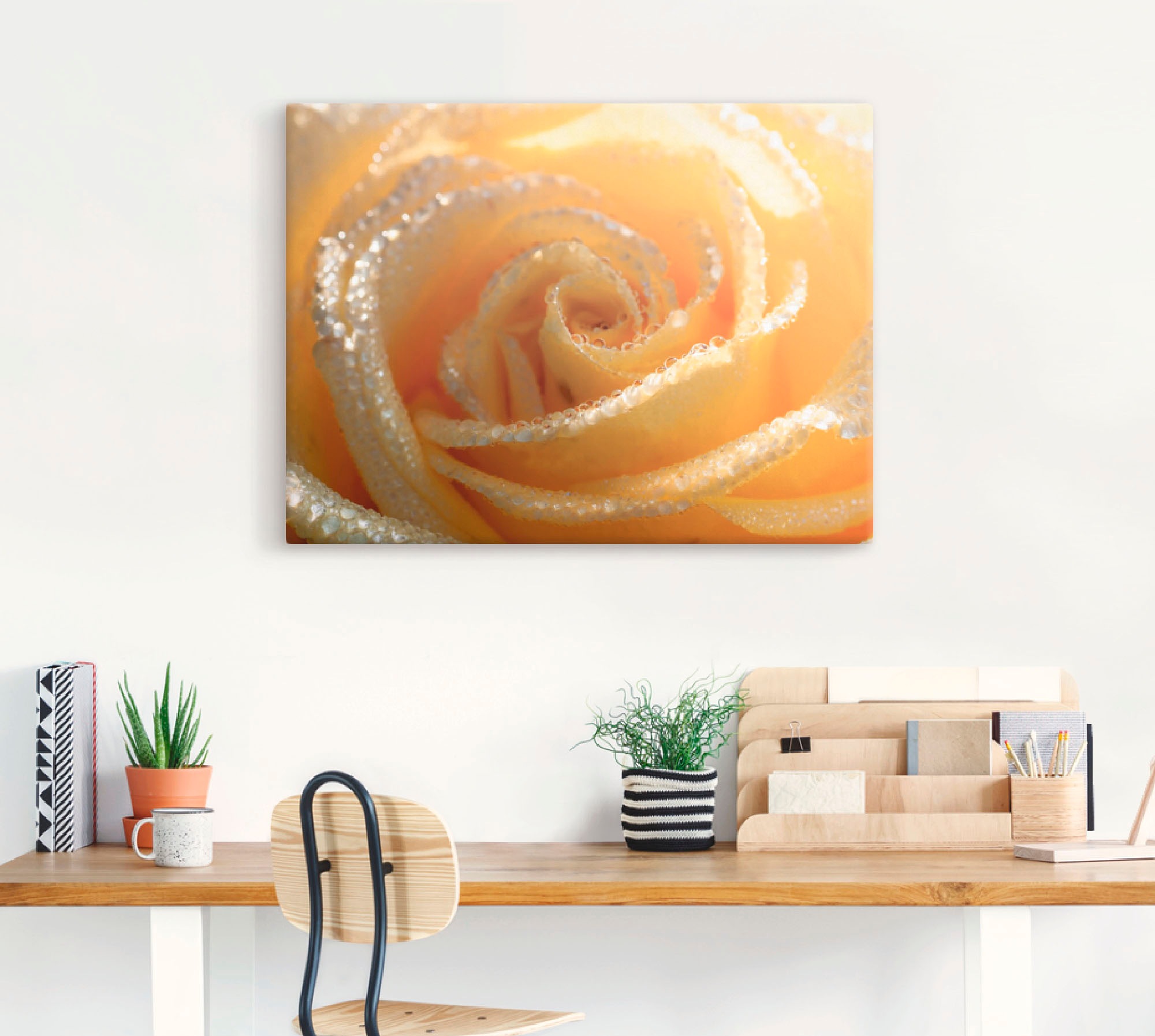 Artland Leinwandbild »Gelbe Rose Makro« Blumen 1 Stk. tlg. auf Holzrahmen gespannt