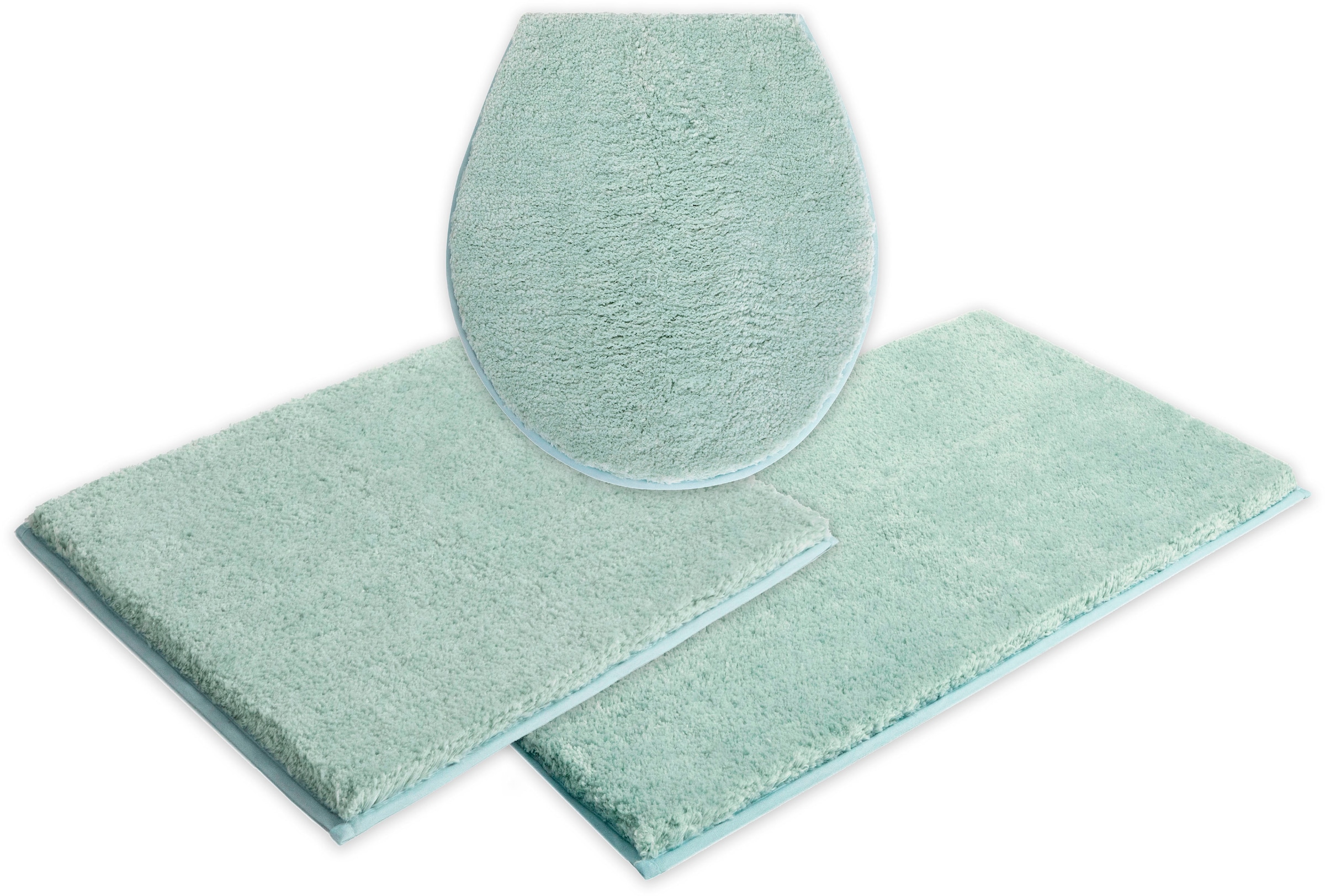 my home Badematte »Jos, Badvorleger, Badezimmer Teppich«, rutschhemmend beschichtet, fußbodenheizungsgeeignet-schnell trocknend, Badematten in Pastell-Farben, Badteppich als 3 teiliges Set erhältlich
