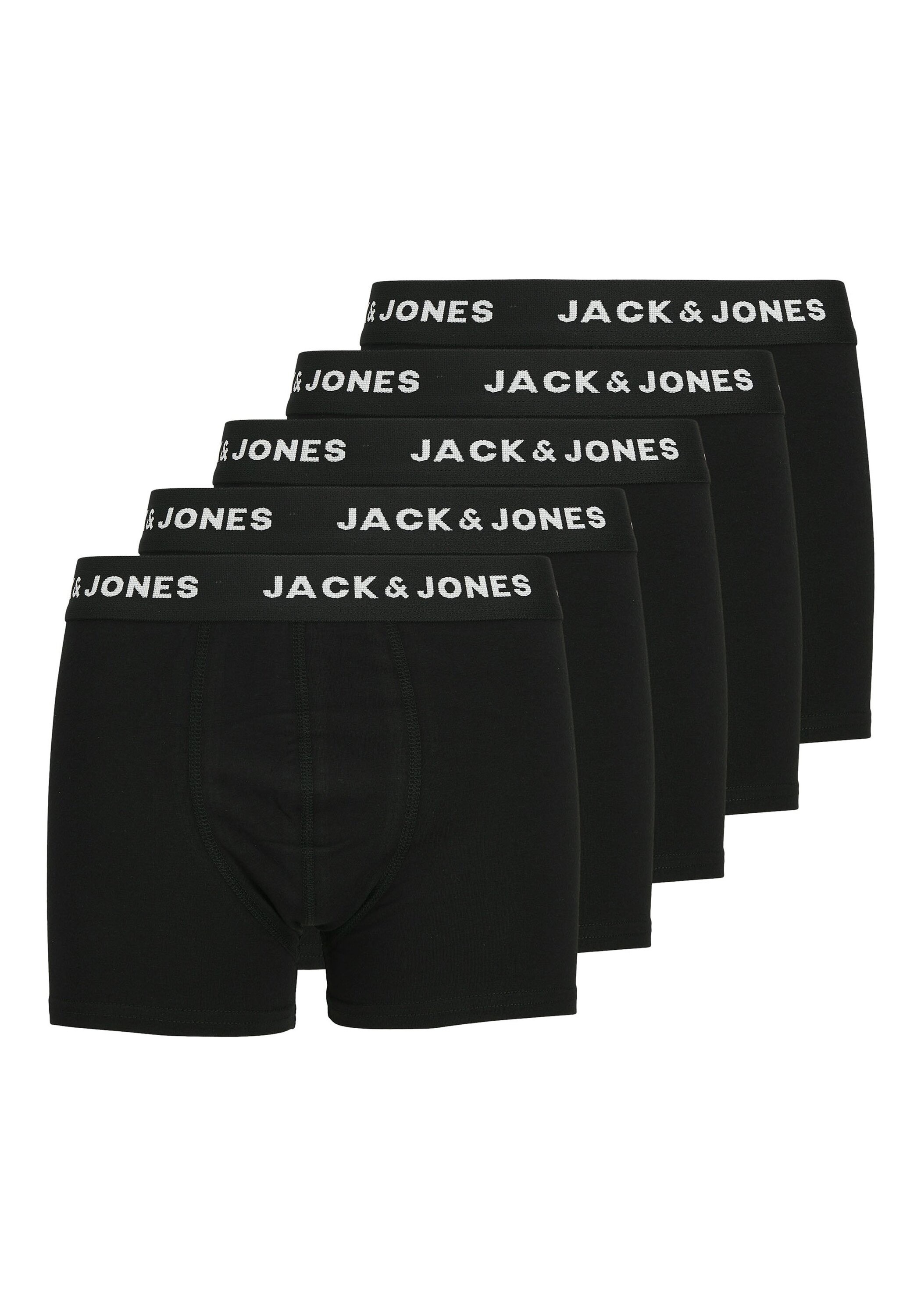 JACK & JONES Jungen Boxershorts "Boxershort JACHUEY TRUNKS 5 PACK JNR 5er Pack", Gr. 164, schwarz, Obermaterial: 95% Baumwolle CO. 5% Elasthan EL.,