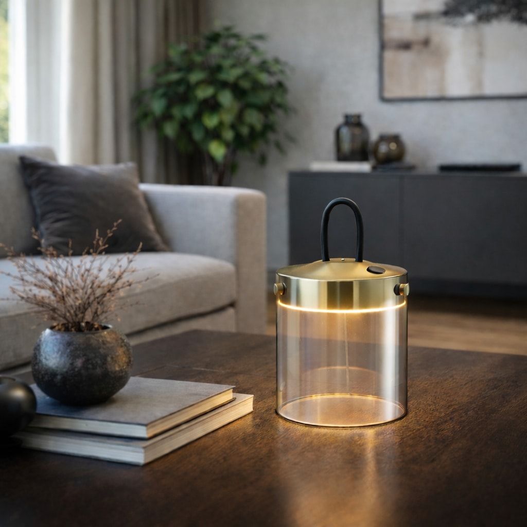 lumiCouture LED Tischleuchte »Lumeo« LED-Modul 1 Stk. Warmweiß Ø 13 cm x 12 cm, 220 lm 3000 K, Glas Metall, messingfarben Rauchglas