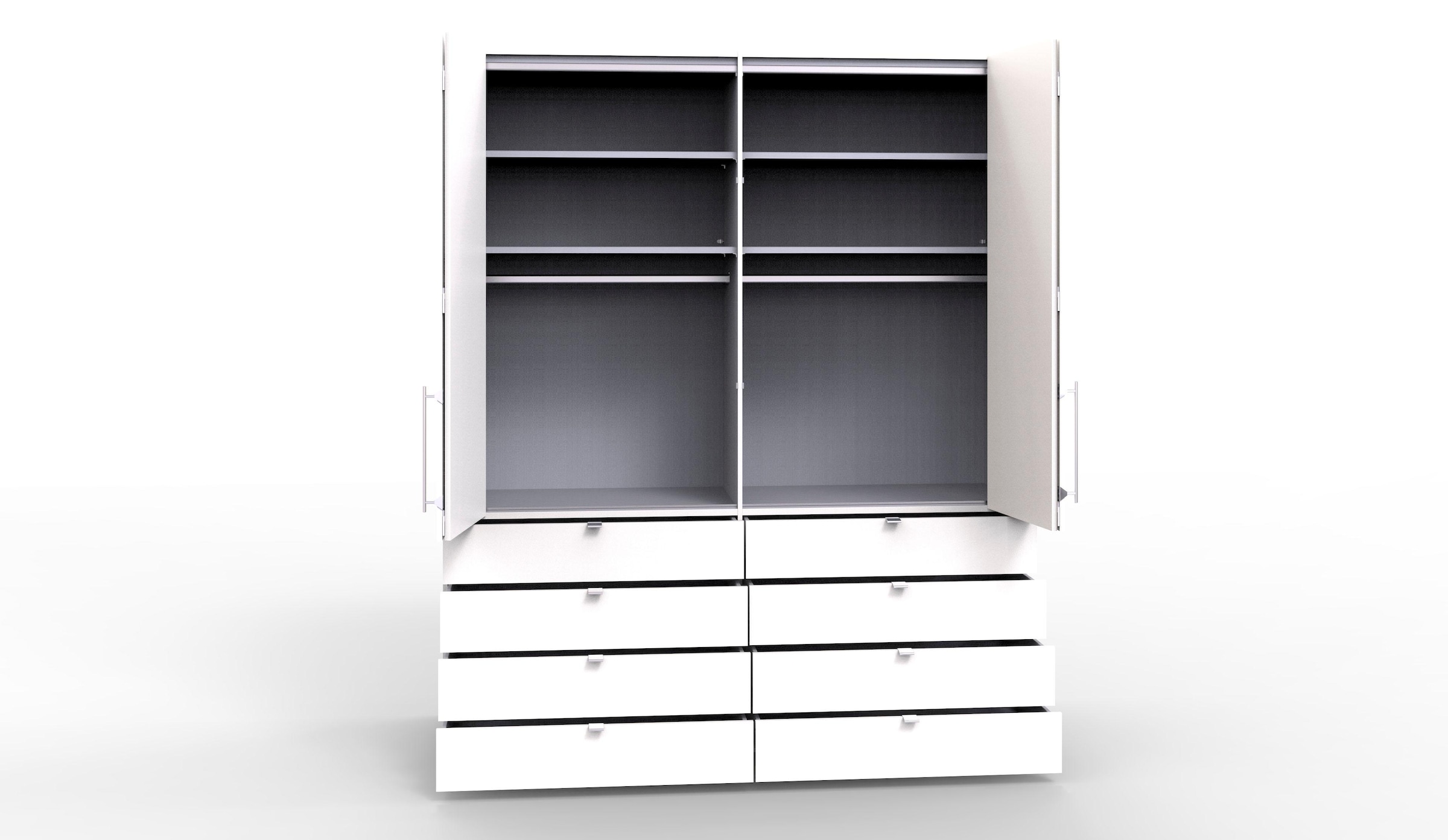 WIEMANN Falttürenschrank »Loft, hochwertige Glasfront, Metallgriffe, viel Stauraum«, (3 Breiten: 200cm/250cm/300cm, Höhe: 236cm), Qualität trifft edles Design, 8 Schubkästen, 6 Türen