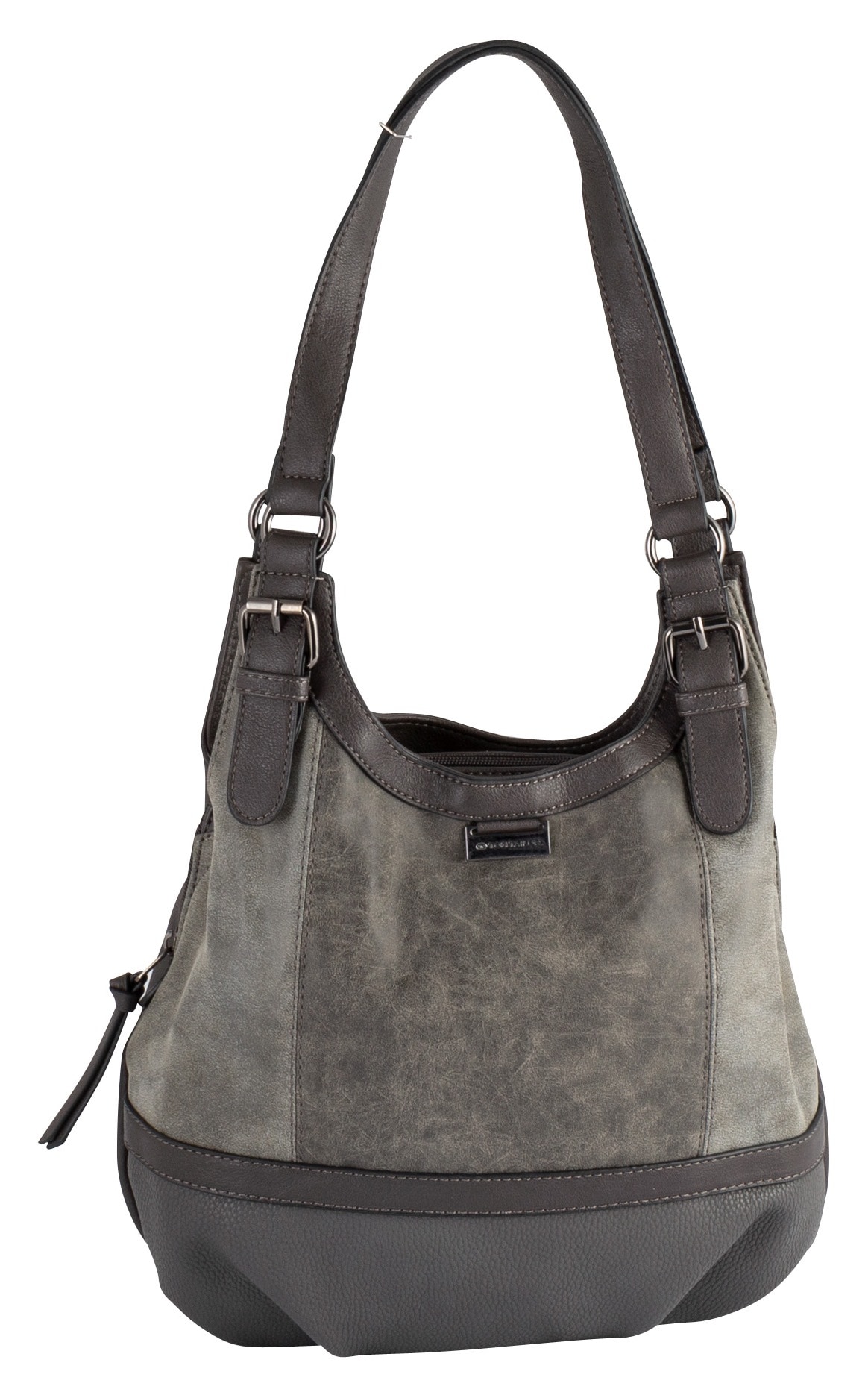 Shopper TOM TAILOR "JUNA" Gr. B/H/T: 31 cm x 29 cm x 14 cm, grau Damen Taschen Handtaschen mit schicken Zierschnallen