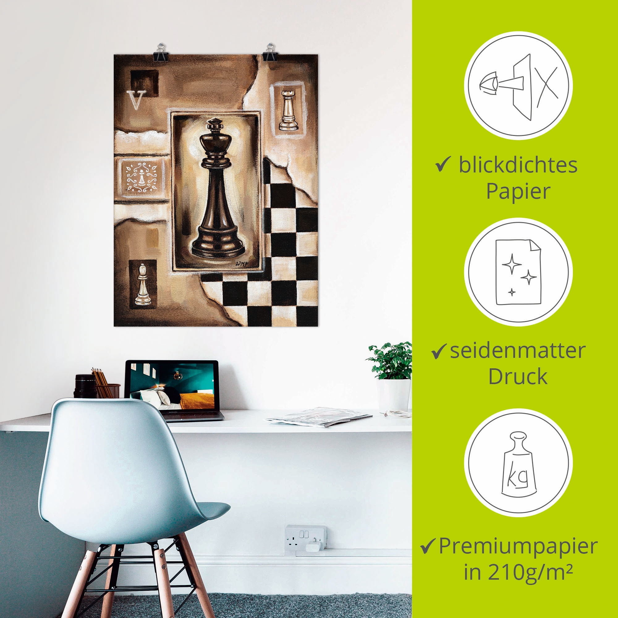 Artland Wandbild »Schach König«, Schach, (1 St.), als Poster, Wandaufkleber in verschied. Größen