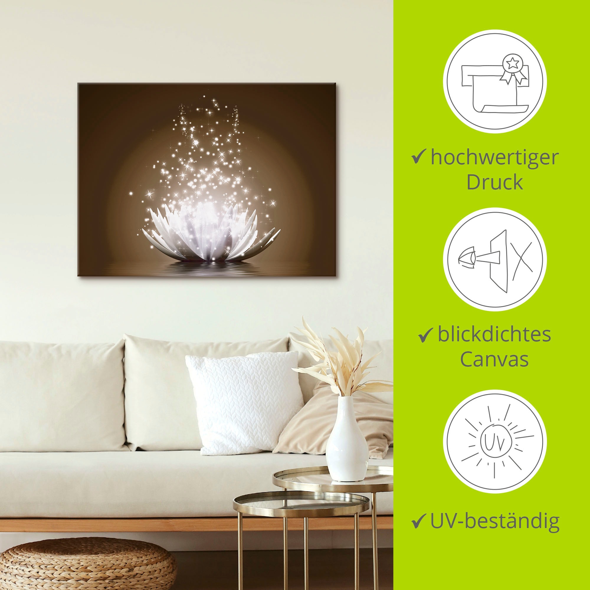 Wandbild ARTLAND "Magie der Lotus-Blume", braun (farbe bild(er): braun), B:60cm H:45cm, Bilder, als Leinwandbild, Poster in verschied. Größen 3