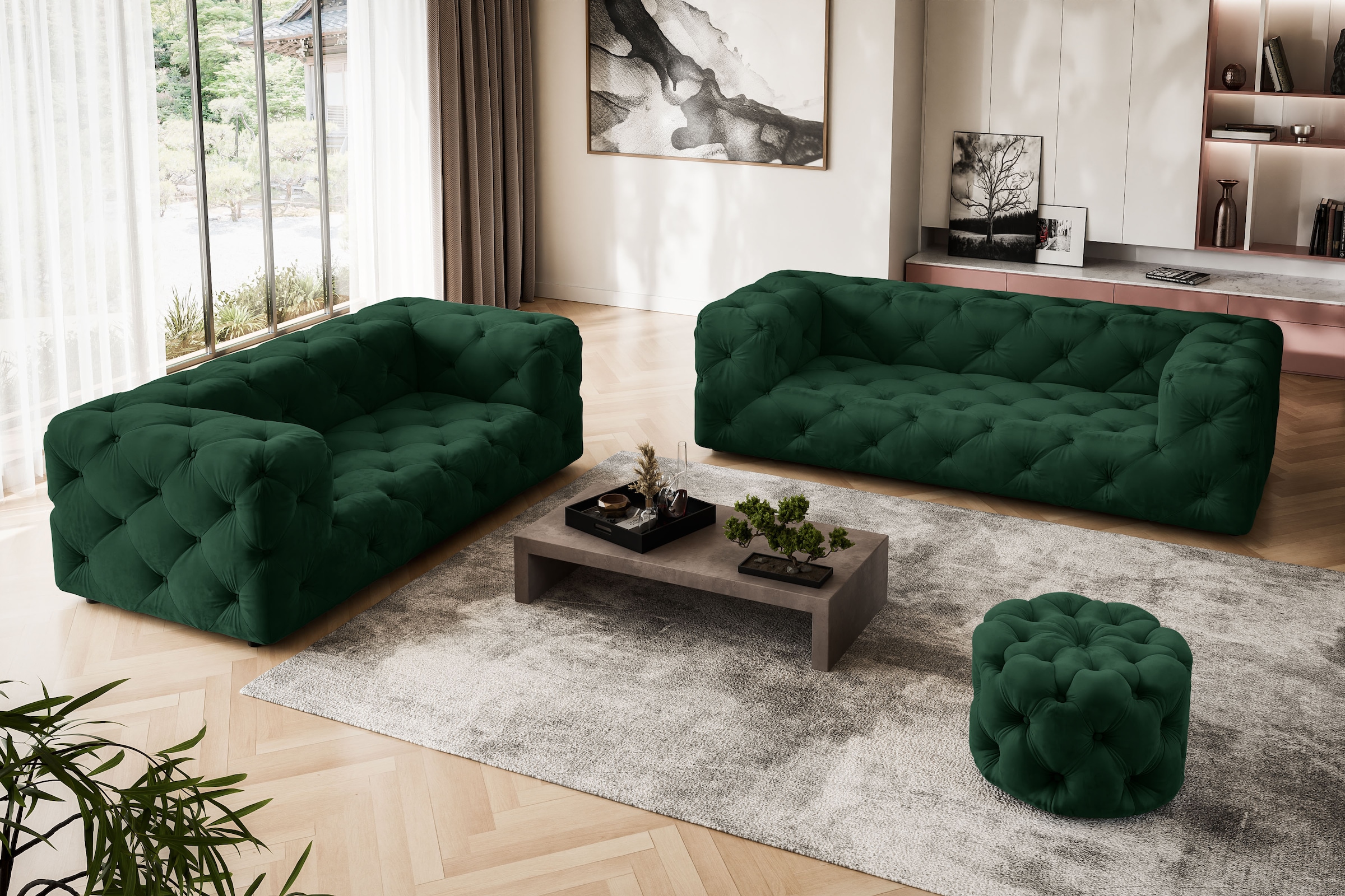Places of Style 2-Sitzer "FOLLINA", 2-Sitzer Sofa mit klassischer Chesterfi günstig online kaufen