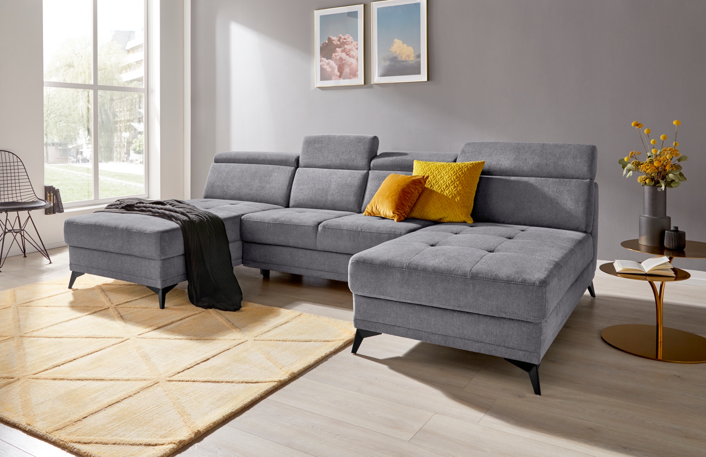 Home affaire Wohnlandschaft "Cardiz U-Form" inkl.Kopfteilverstellung und Fe günstig online kaufen