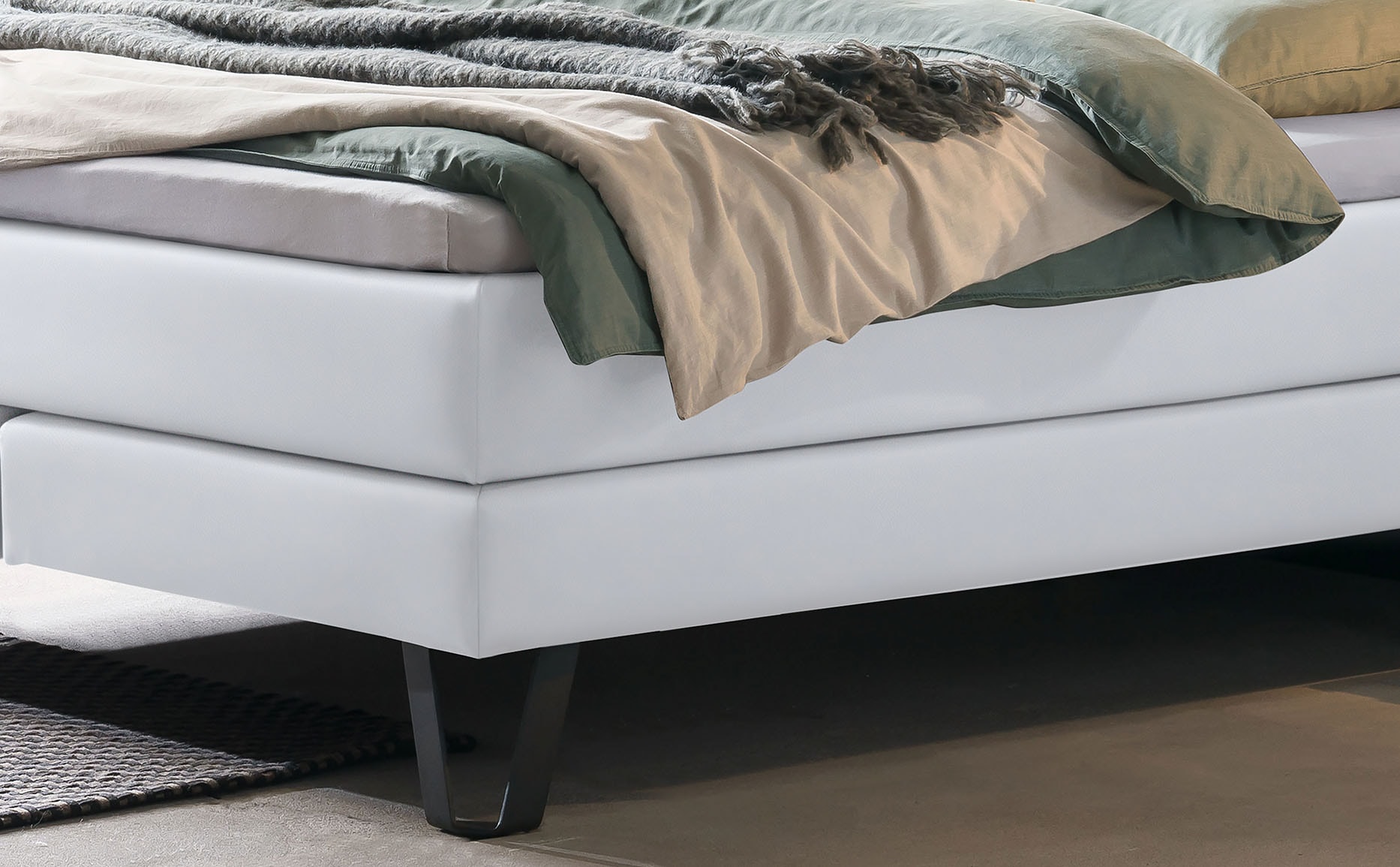 HASENA Boxspringbett Oakland, Boxspringbett, Industrial Look, Kopfteil aus Wildeiche, Used-Look