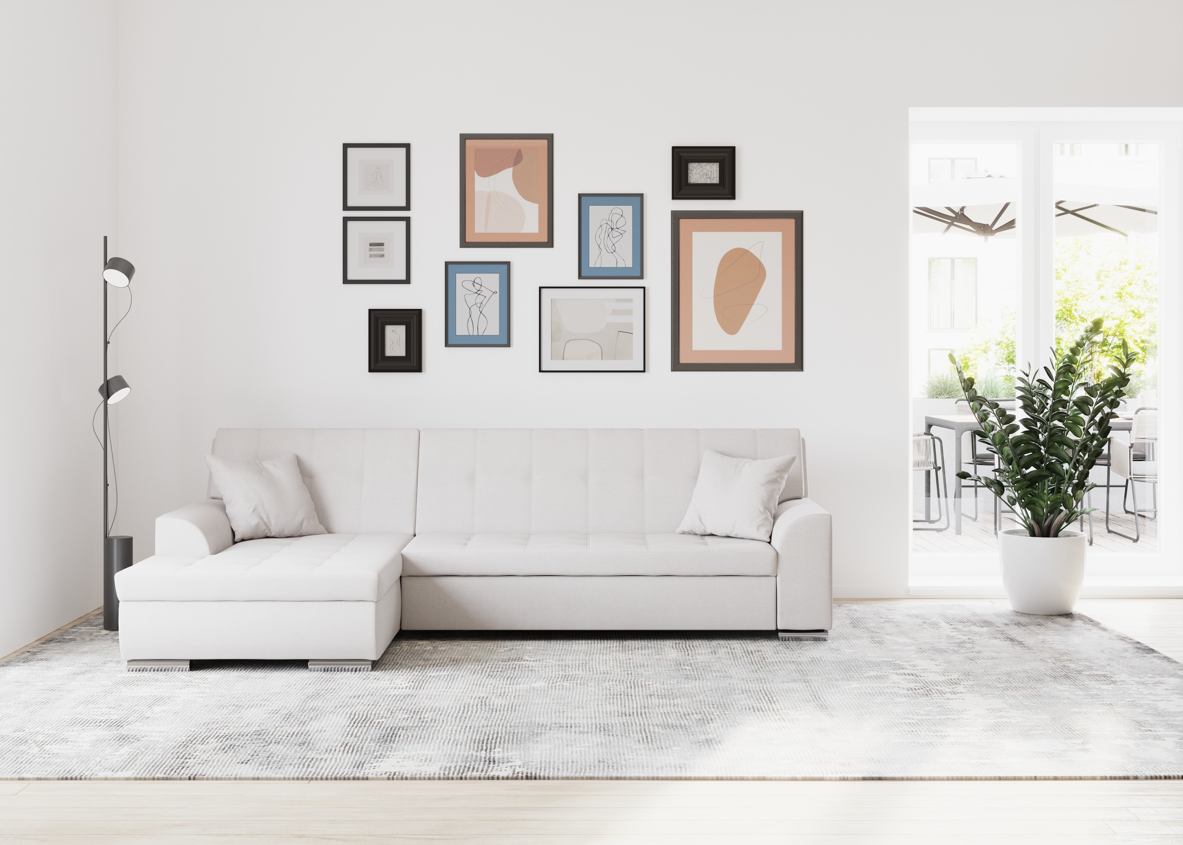 DOMO collection Ecksofa "TREVISO viele Bezüge, auch in Cord, L-Form, 267x178 cm" mit Bettfunktion, inkl. Zierkissen, Unser Dauertiefpreis
