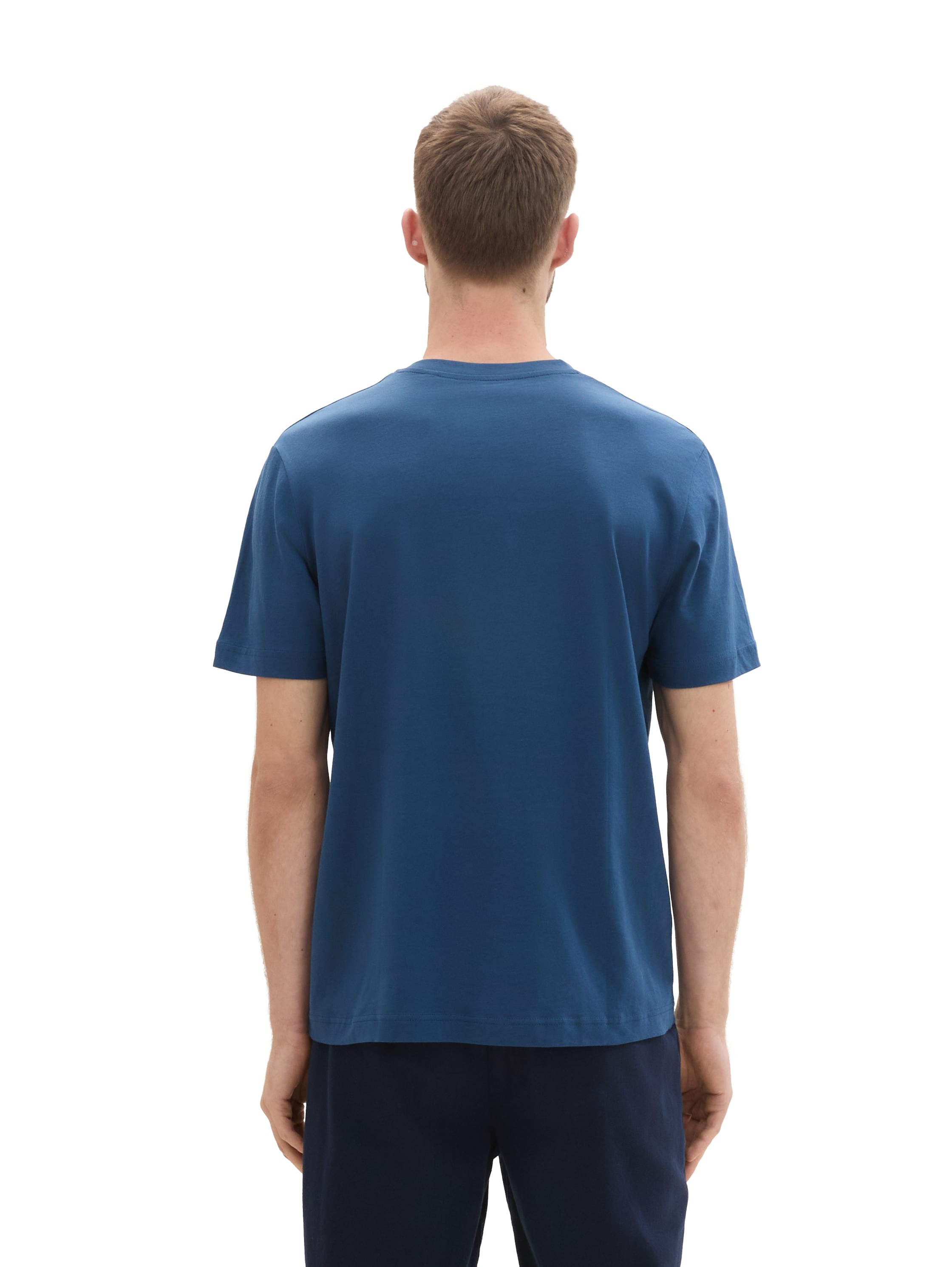T-Shirt TOM TAILOR, Damen, Gr. L, blau (nighttime blau), Single Jersey, Obermaterial: 100% Baumwolle, bedruckt, regular fit normal, Rundhals, Shirts T-Shirt, mit großem Logofrontprint 2