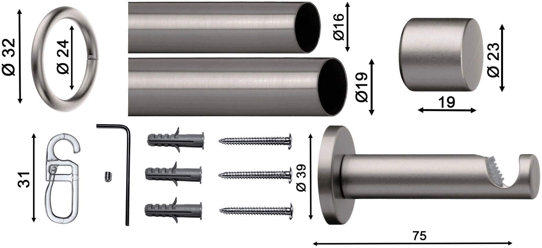 indeko Gardinenstange "Andrax" Ø 20 mm 1 läufig-läufig ausziehbar stufenlos günstig online kaufen