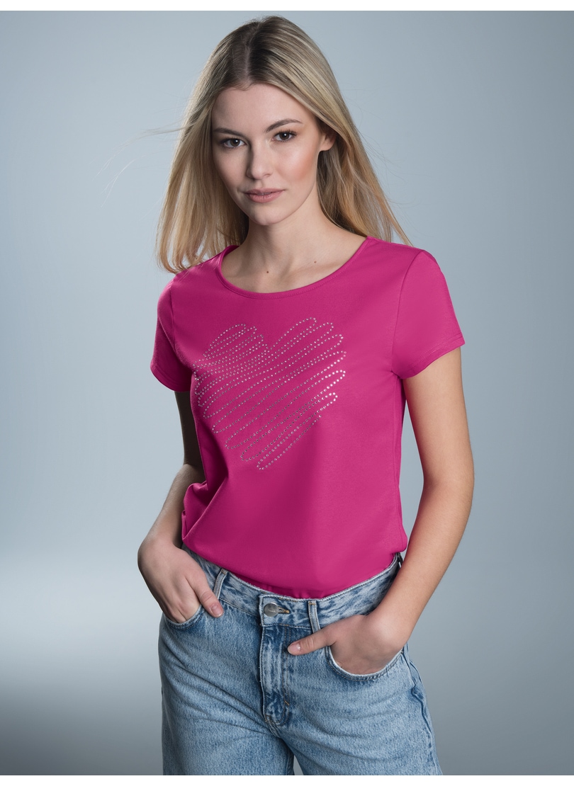 Trigema T-Shirt "TRIGEMA Slim Fit T-Shirt mit glitzerndem Herz-Printmotiv" günstig online kaufen