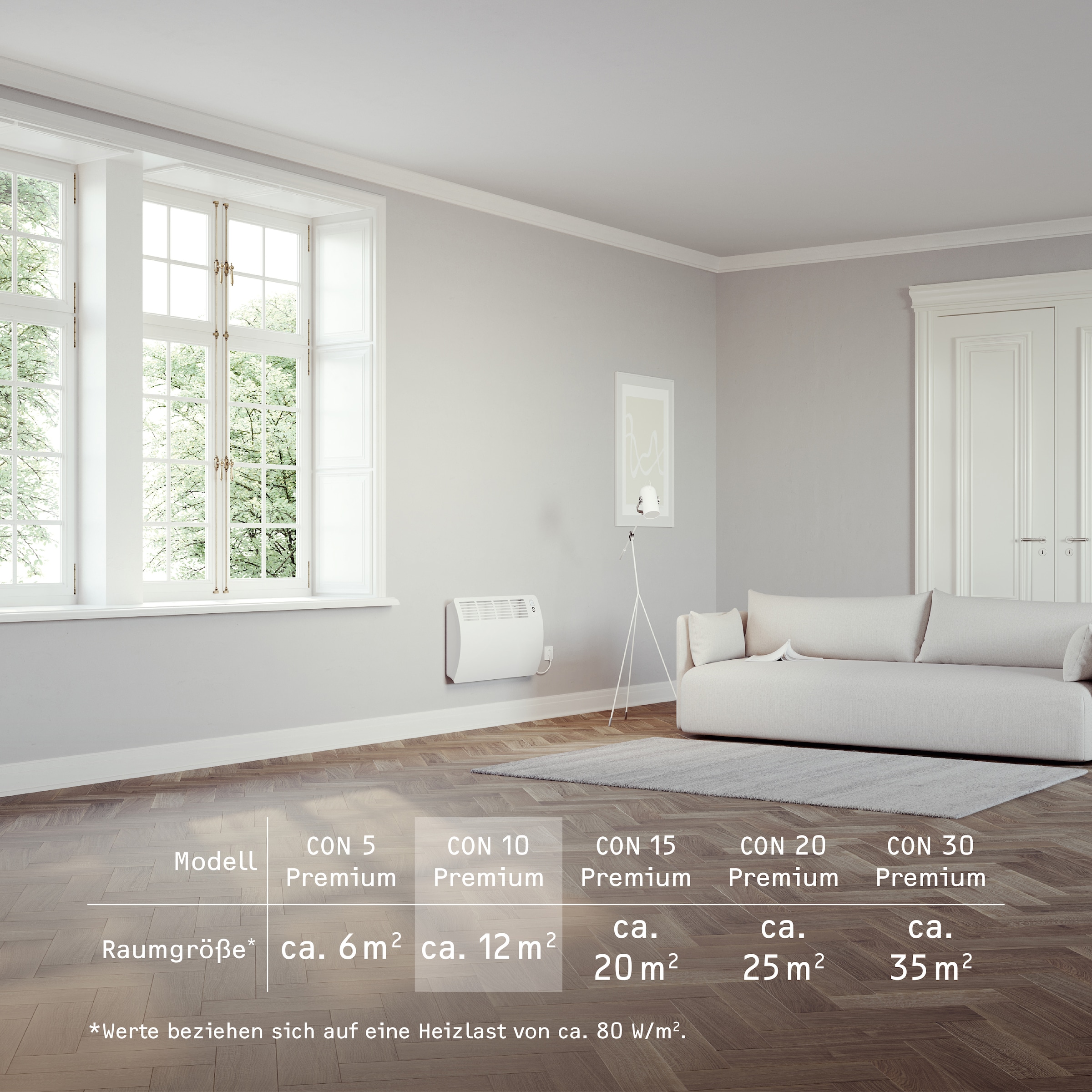 STIEBEL ELTRON Konvektor »»CON 10 Premium«, Wandkonvektor, energiesparend, VDE geprüft, 1 kW«, für ca. 12 m², LC-Display, Wochen-/120 Min-Kurzzeittimer, Silent Mode