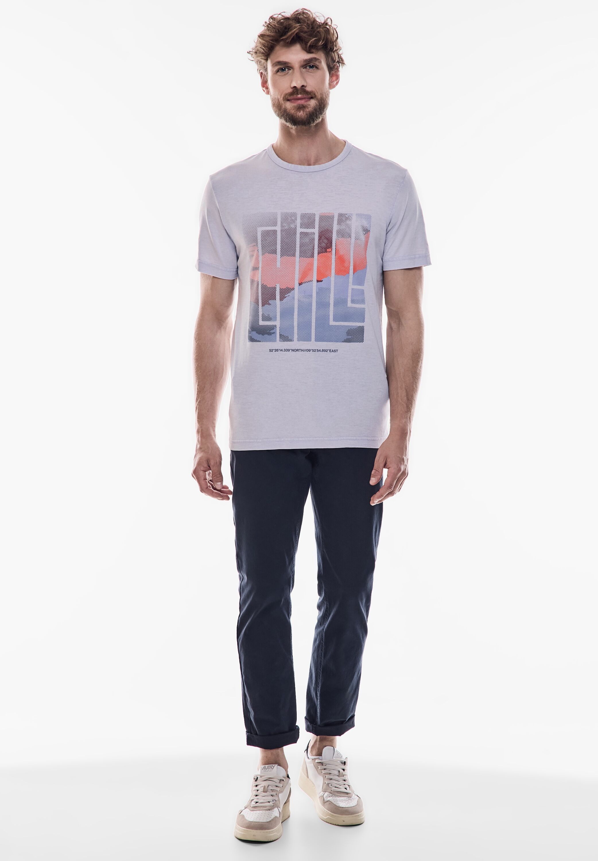 STREET ONE MEN T-Shirt, mit Flammgarn