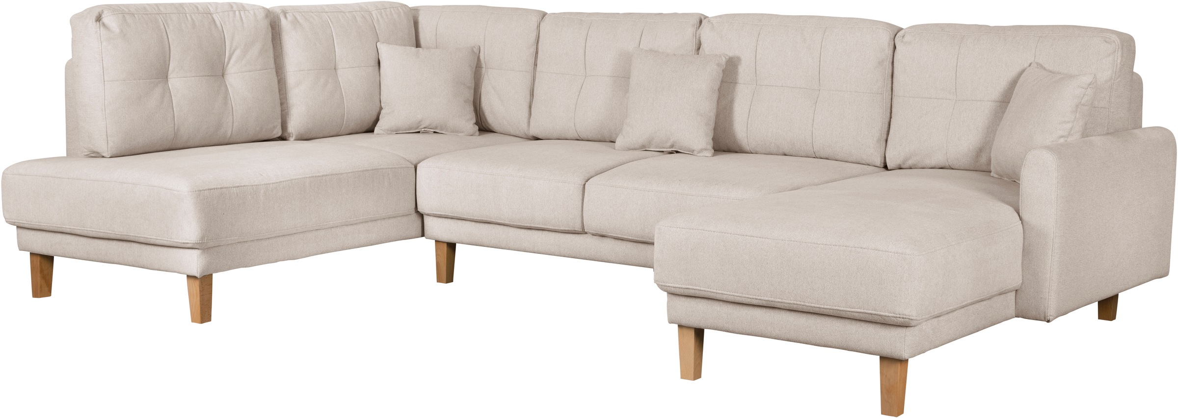 Home affaire Wohnlandschaft »TRIPLO U-Form wahlweise mit Schlaffunktion, B/T/H: 310/192/90 cm«, Schlafsofa, auch mit Bettkasten, Steppung im Rückenkissen