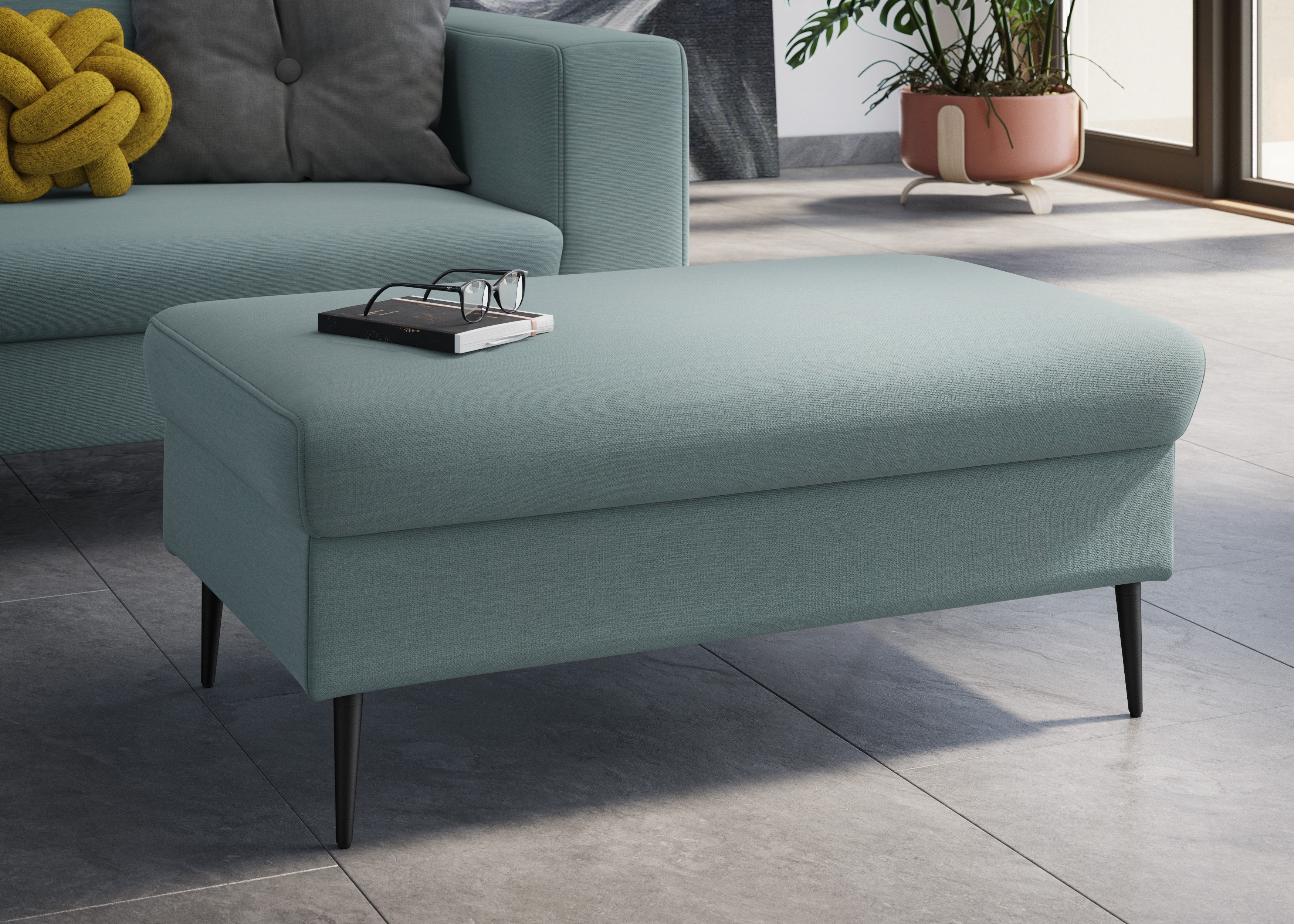 DOMO collection Sitzhocker "Modica" Auch in Cord, Fußhöhe passend für gängige Saugroboter