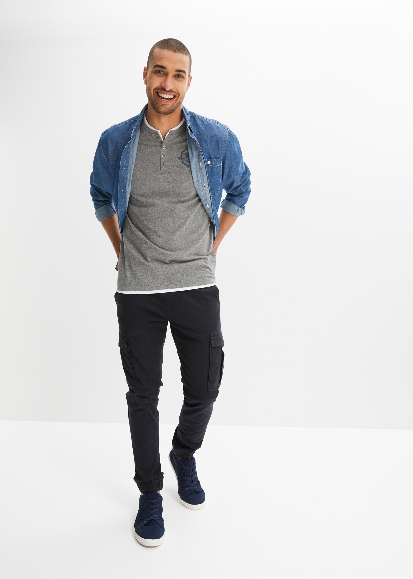 bonprix Henleyshirt Packung, 2, 2 Stk.