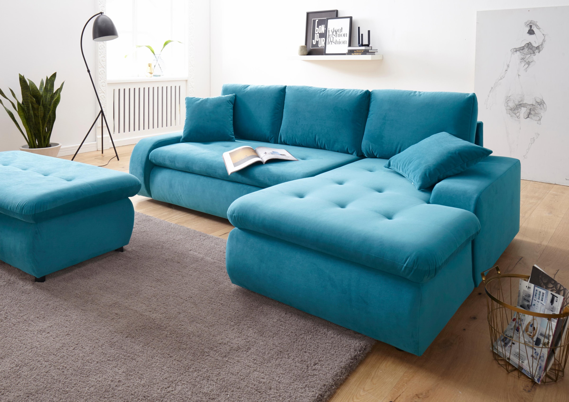 TRENDMANUFAKTUR Ecksofa »Indie II, tolle Detailverarbeitung, bequem und komfortabel im Sitz«, XL und XXL, wahlweise mit Bettfunktion, L-Form