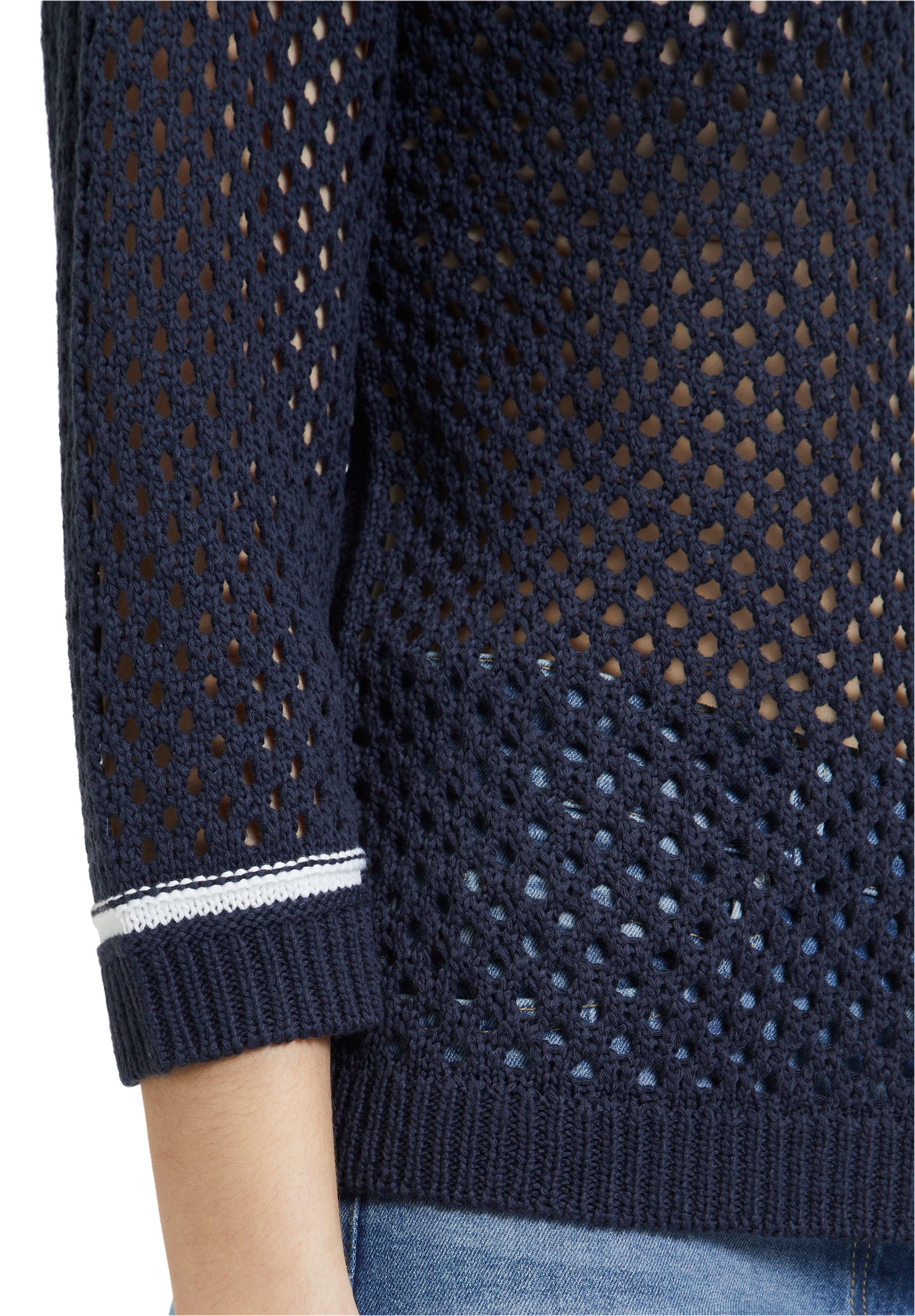 Betty Barclay Strickpullover »Betty Barclay Damen Lochstrick-Pullover mit Strickdetails«, (1 tlg.), Kontraststeppung
