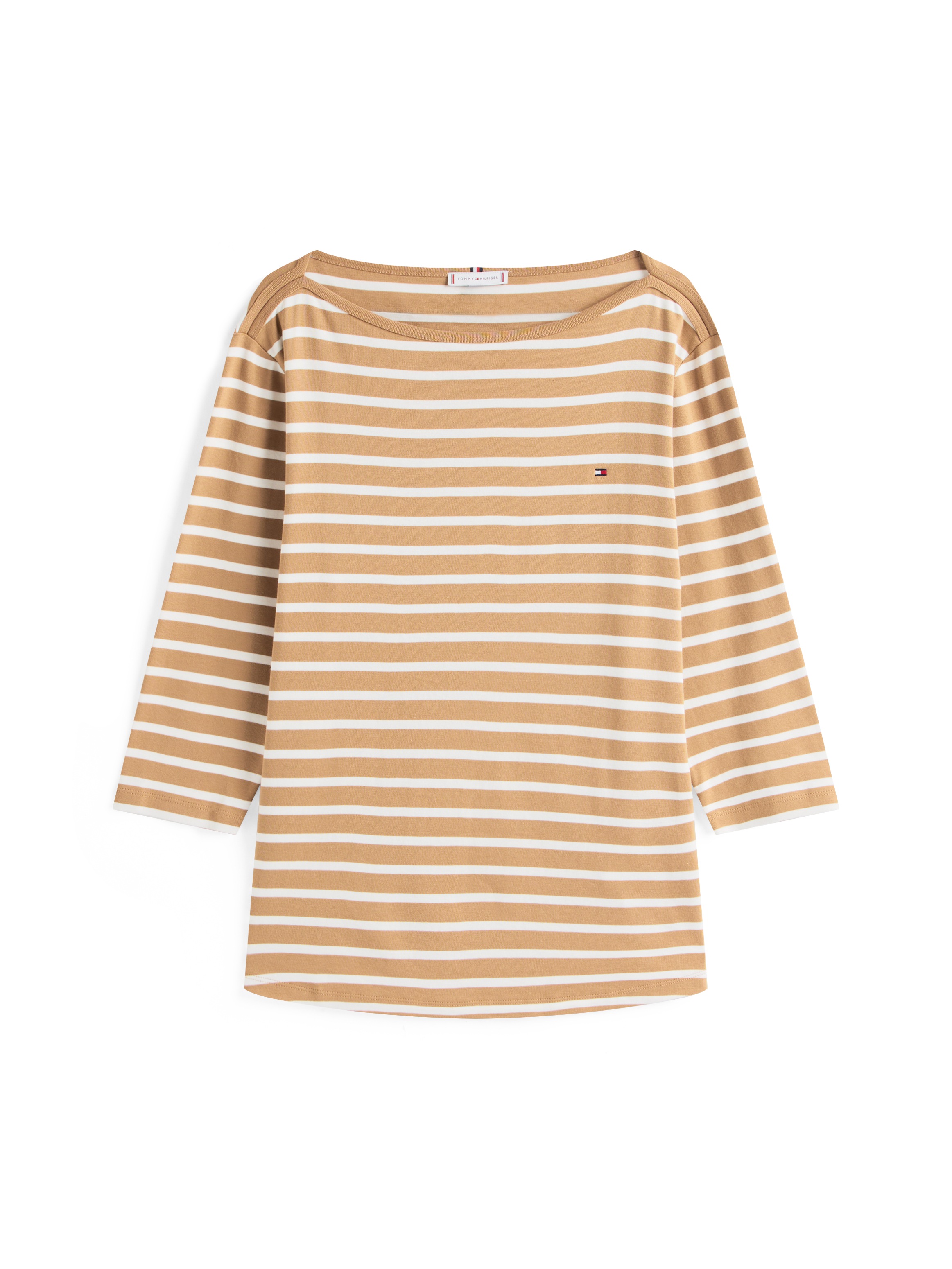 Tommy Hilfiger Curve T-Shirt »CRV SLIM CODY BOAT-NK 3/4SLV«, in Großen Größen, 3/4 Ärmel, Logostickerei