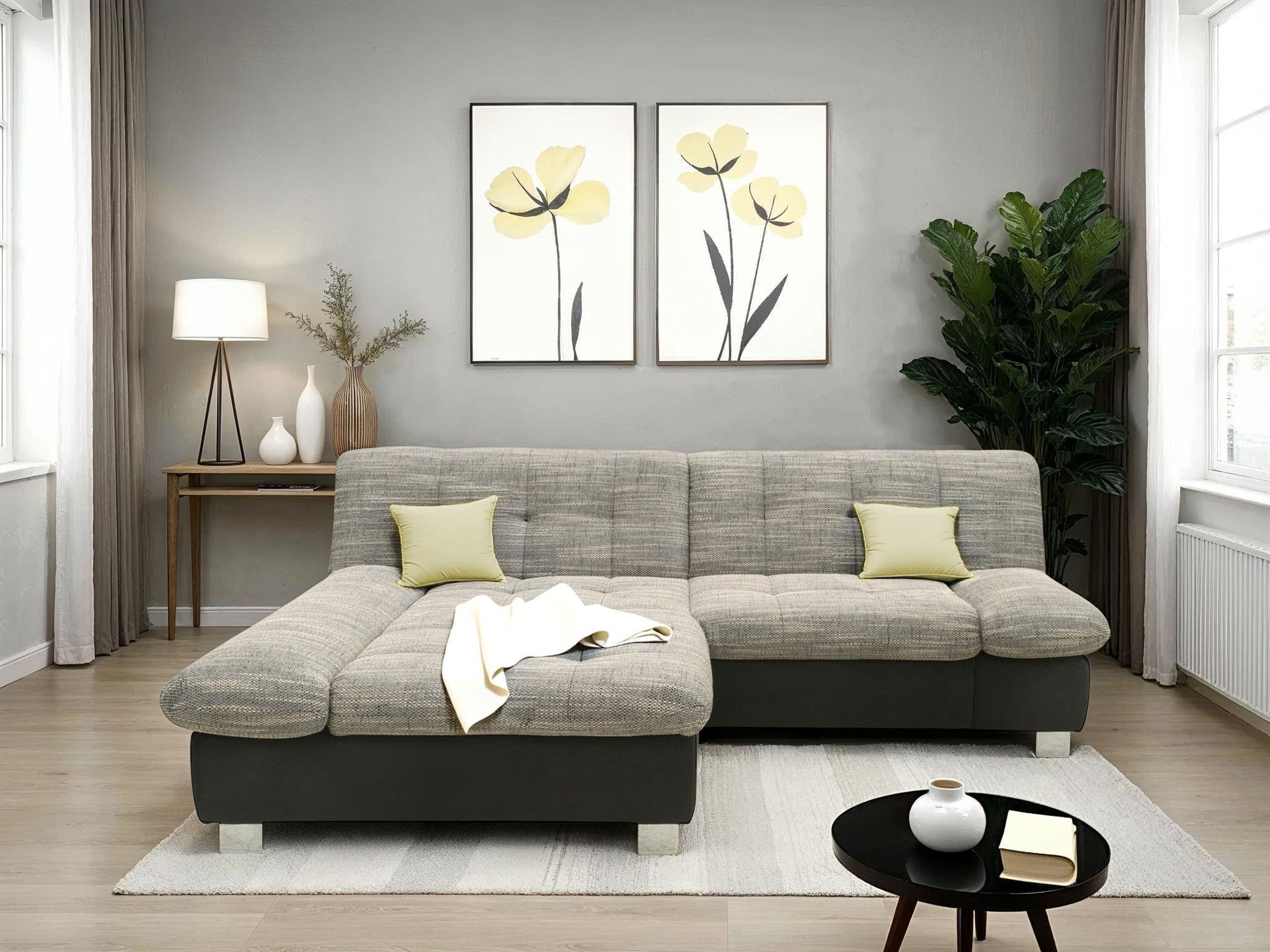 DOMO collection Ecksofa "100031 234x157 cm, kompakt, komfortabel & bequem, L-Form" whlw. mit Bettfunktion und Armteilverstellung
