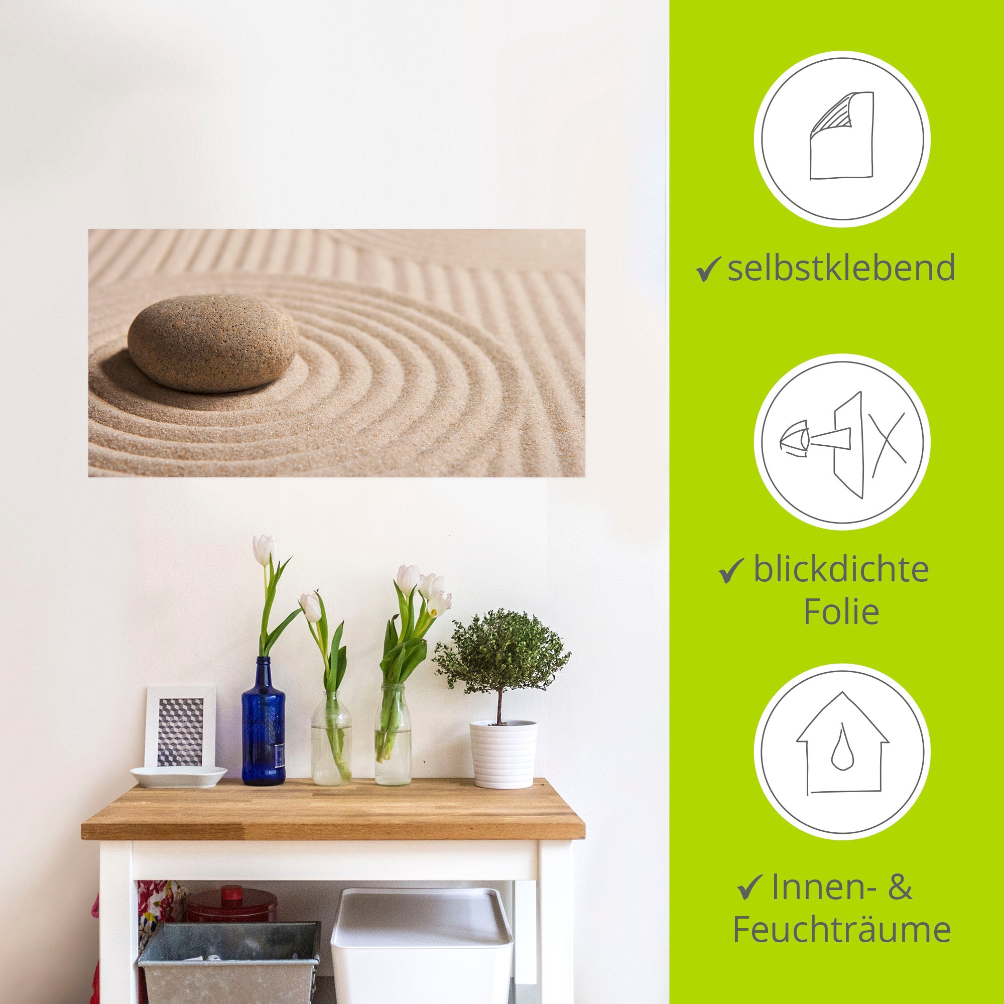 Artland Wandbild »Mini Zen Garten - Sand«, Zen, (1 St.), als Leinwandbild, Poster, Wandaufkleber in verschied. Größen