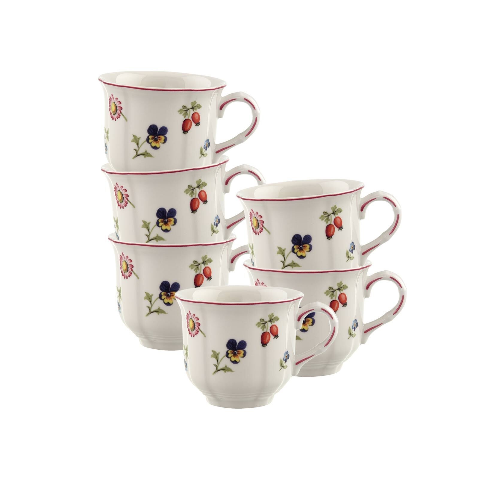 Villeroy & Boch Tasse "Kaffeetassen Petite Fleur 120 ml 6er Set weiß" Spülmaschinengeeignet, Mikrowellengeeignet