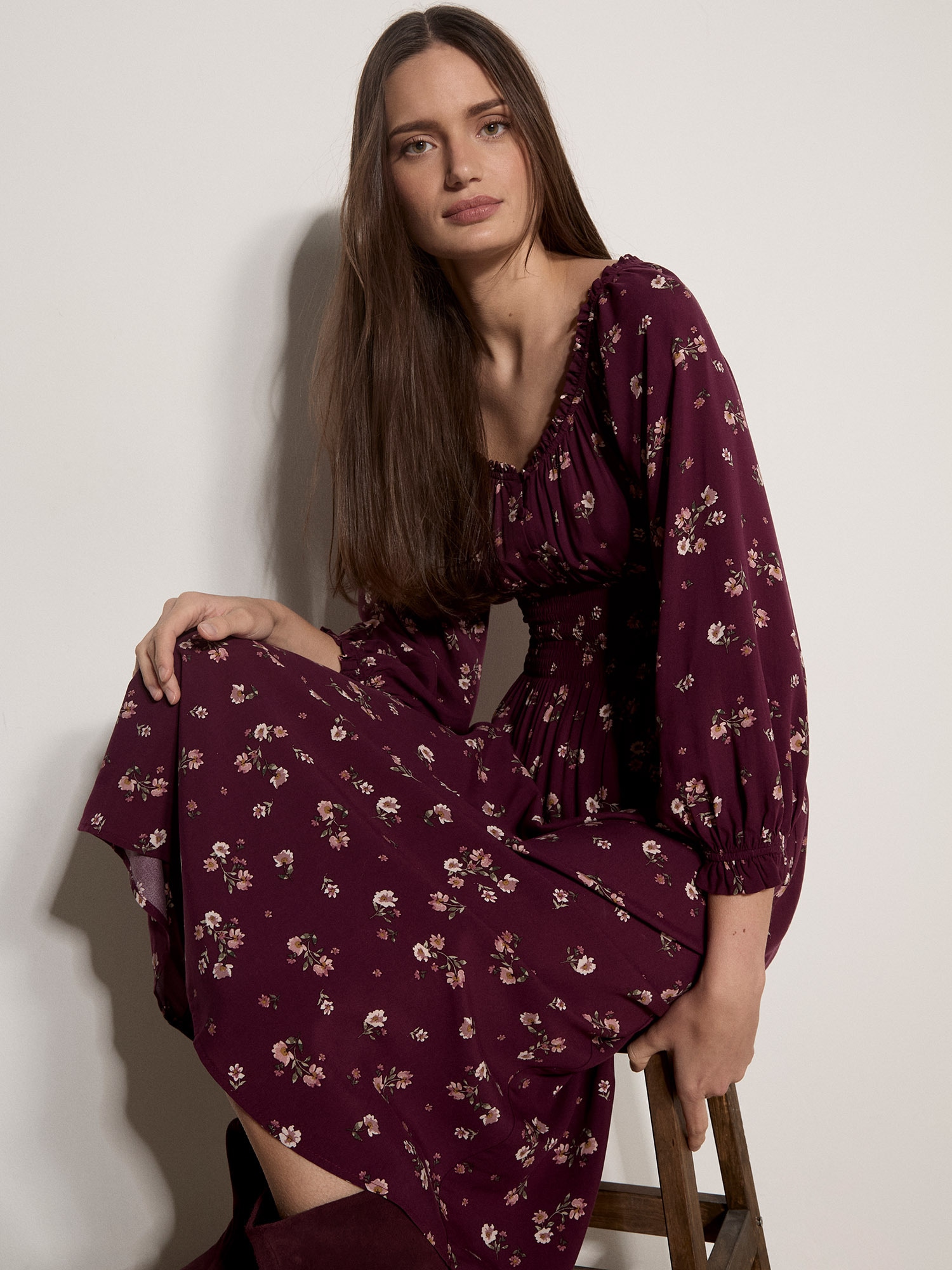 Apricot Midikleid »Blumenkleid« mit Rüschen