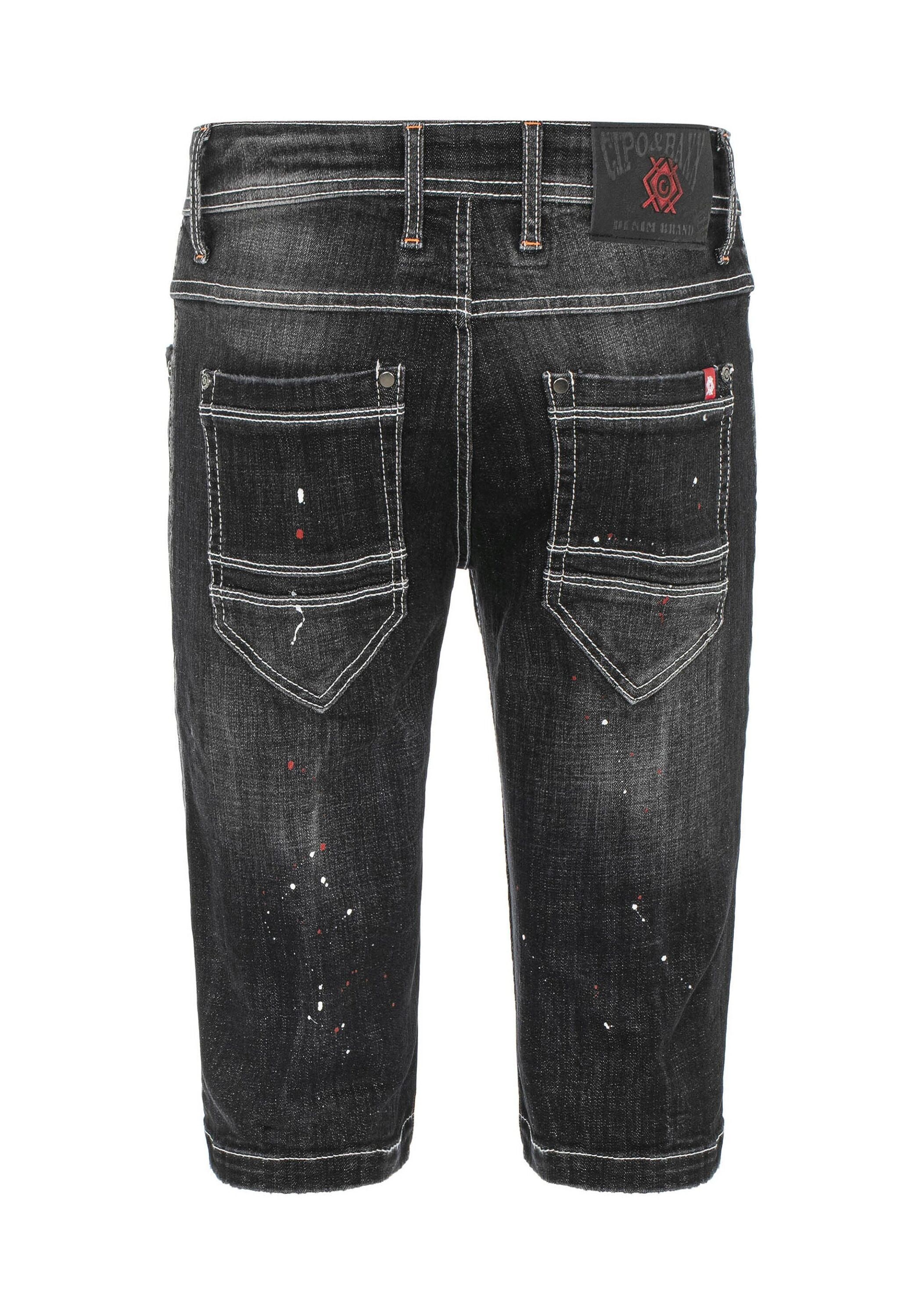 Cipo & Baxx Jeansbermudas »Bermuda & Short«, mit trendigen Farbklecksen, CK240