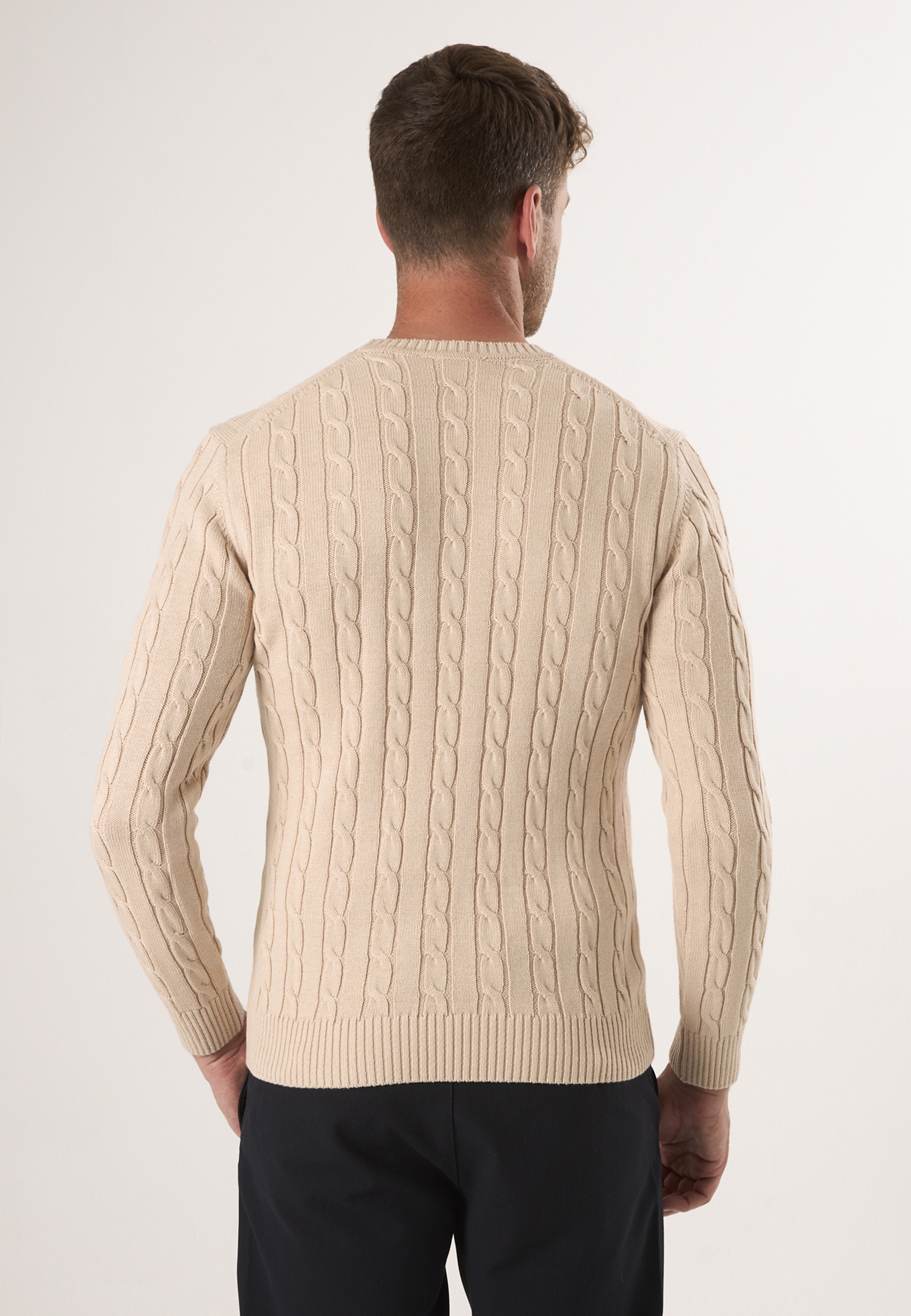 Felix Hardy Rundhalspullover »Pullover mit Rundhalsausschnitt aus Kabelstrick«