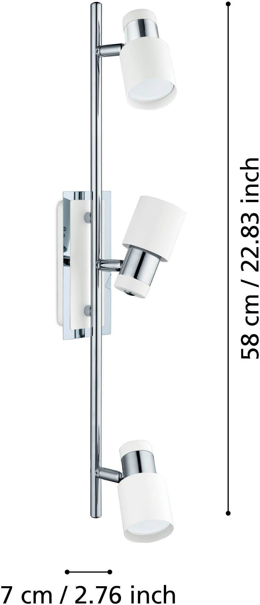 EGLO Deckenleuchte »Davida Deckenlampe, Deckenspot aus Metall, Wohnzimmerlampe, GU10« GU10 1 Stk. Spot - L58 x B7 cm - chrom, weiß - 3X4,6W inkl.