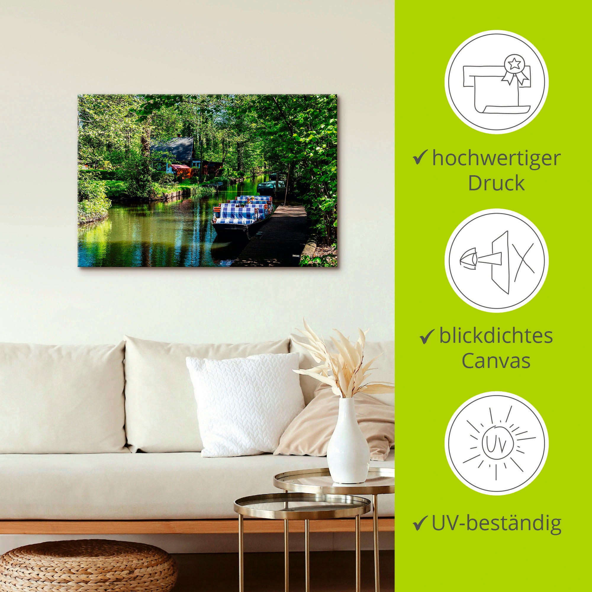 Artland Leinwandbild »Kahn im Spreewald in Lehde«, Boote & Schiffe, (1 St.), auf Keilrahmen gespannt